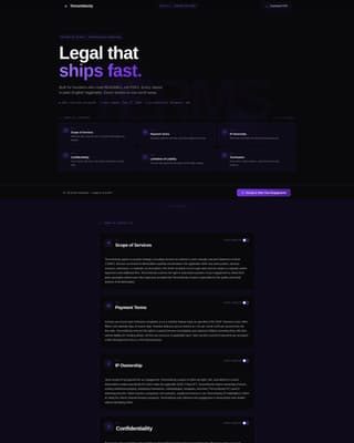 Consulting Firm Terms of Service Scannable Dashboard Website Template