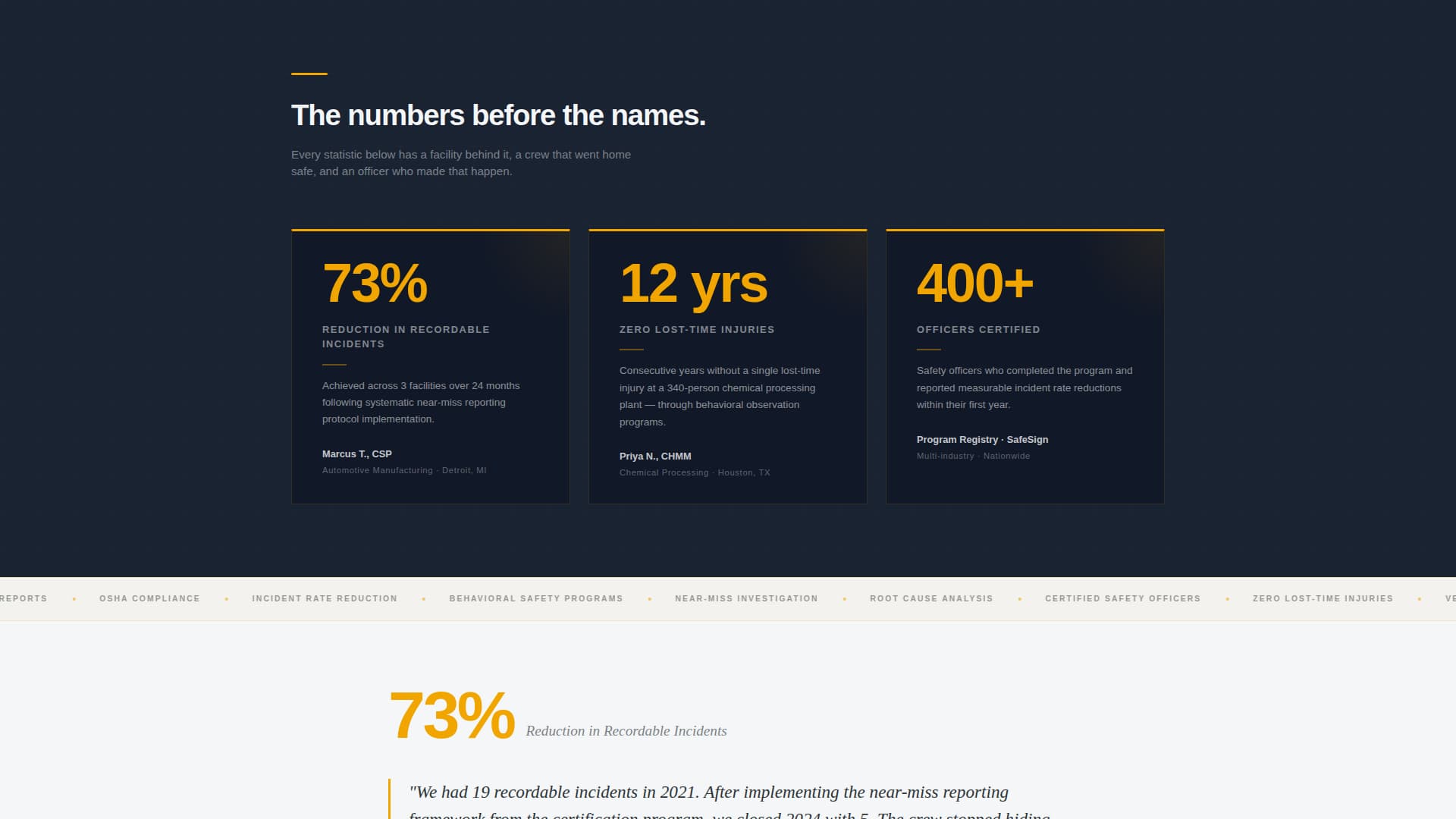 Safesign - Proven Safetyofficer Landing Page Template