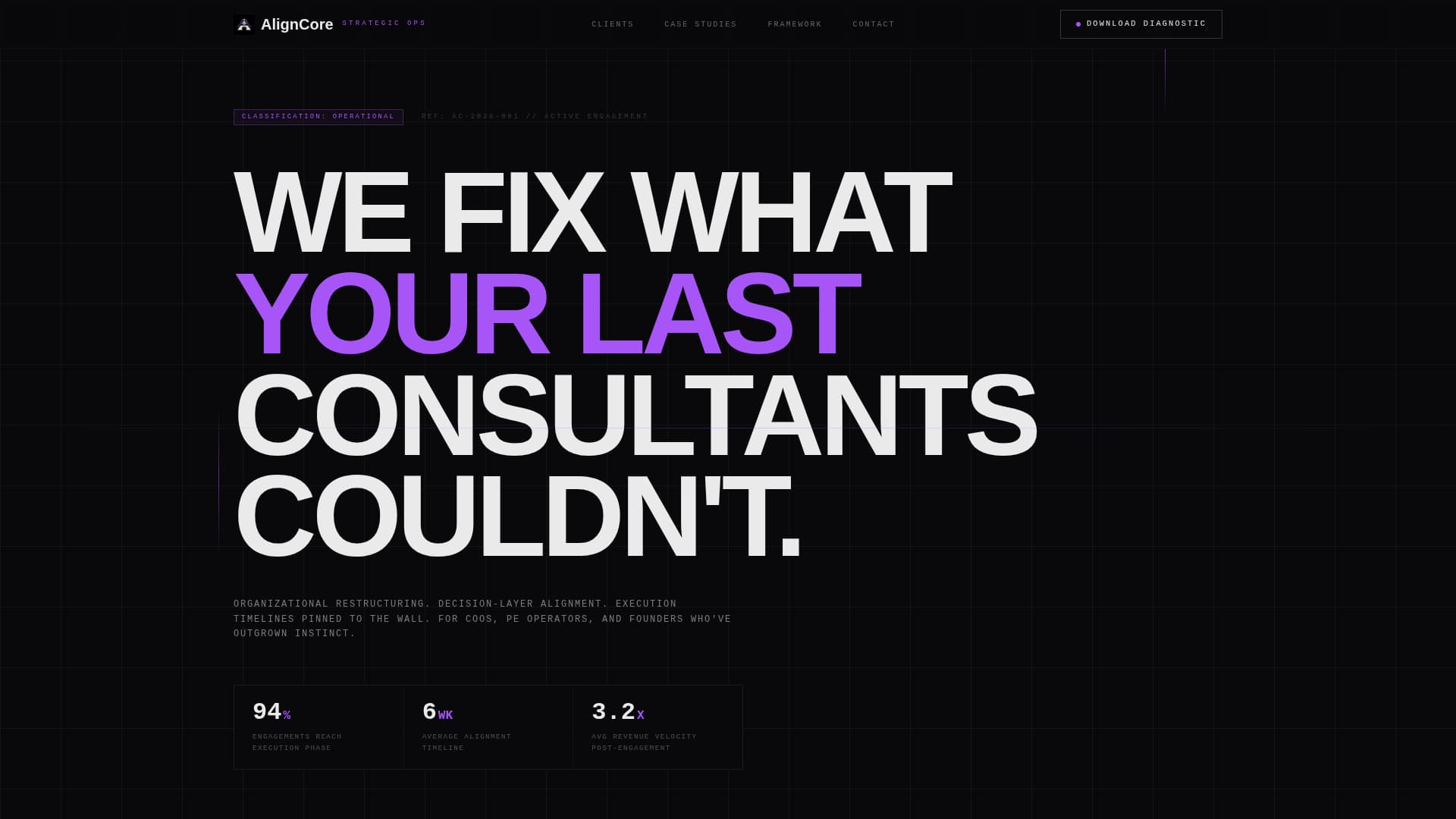 Aligncore - Ruthless Consulting Landing Page Template