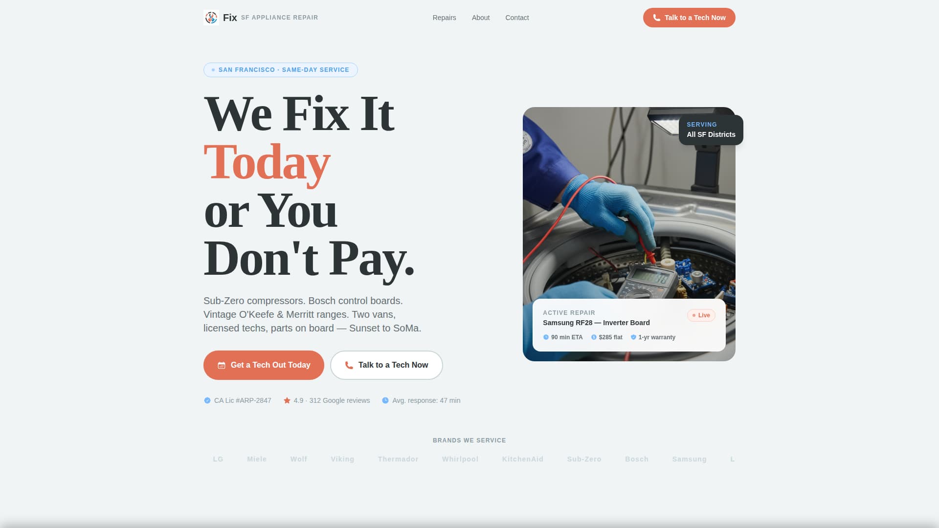 Fix — Dependable Appliance Repair Landing Page Template
