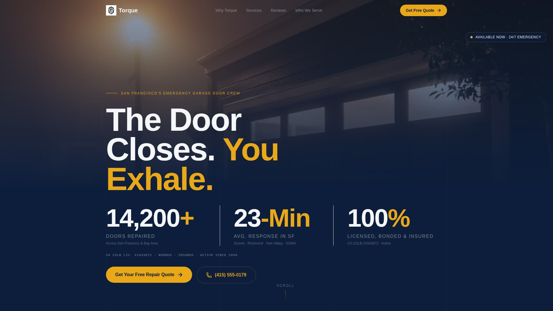 Torque - Trusted Garagedoor Landing Page Template