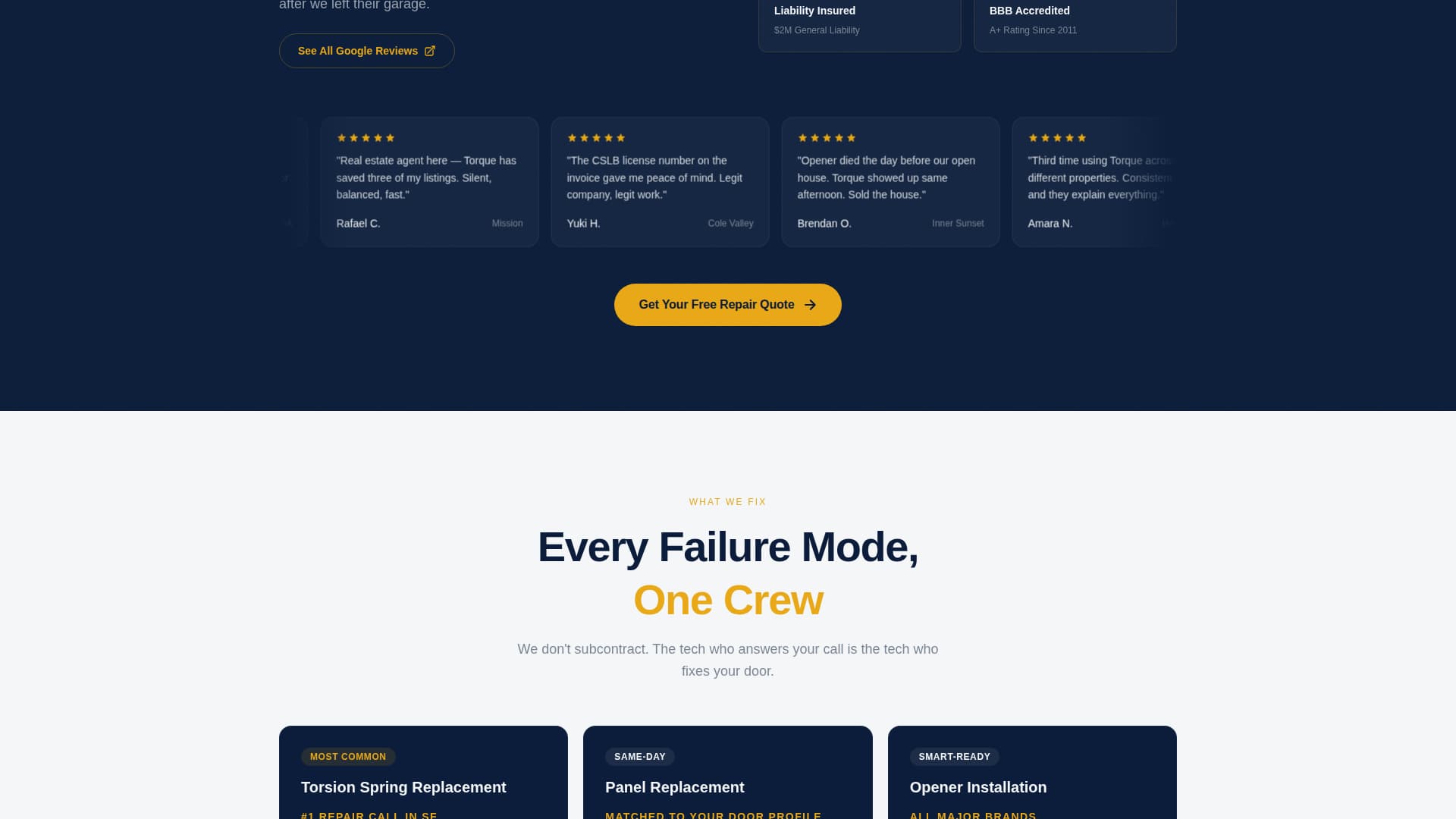 Torque - Trusted Garagedoor Landing Page Template