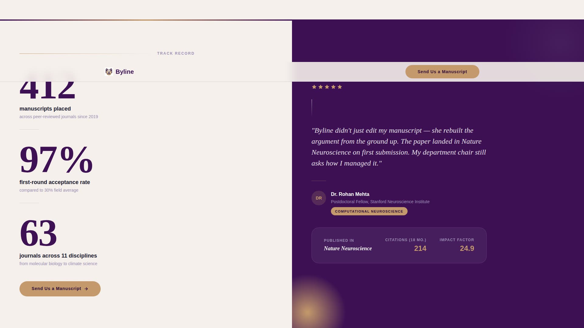 Byline — Proven Scientific Storytelling Landing Page Template