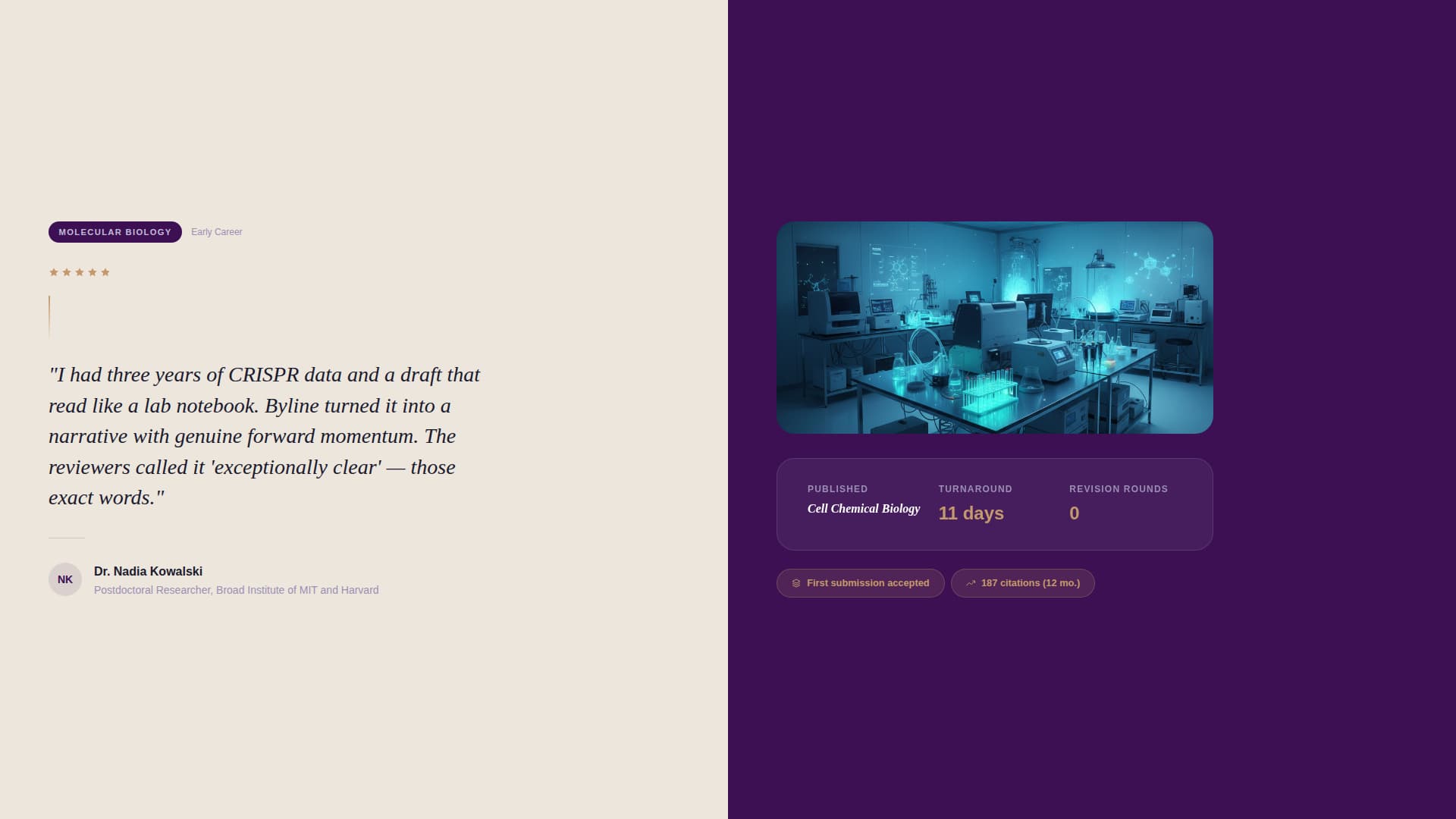 Byline — Proven Scientific Storytelling Landing Page Template