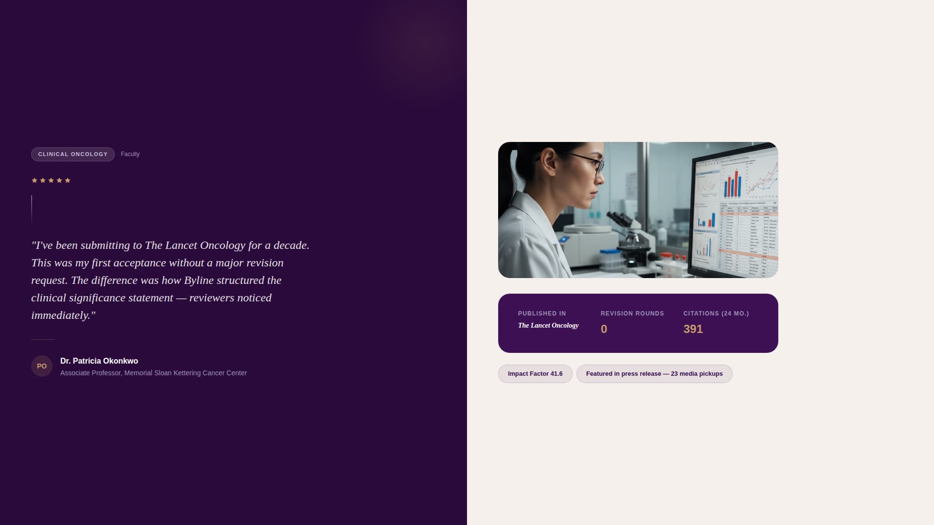 Byline — Proven Scientific Storytelling Landing Page Template