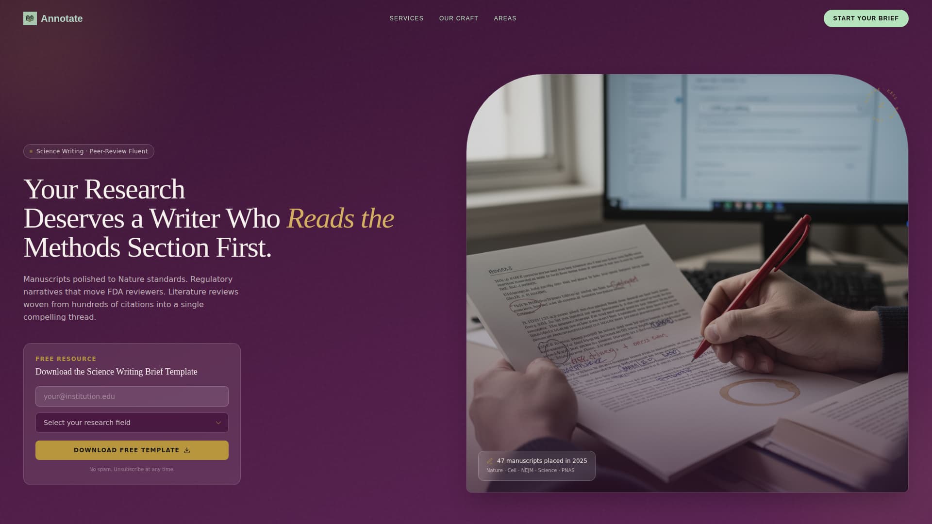 Annotate - Compelling Sciencewriting Landing Page Template