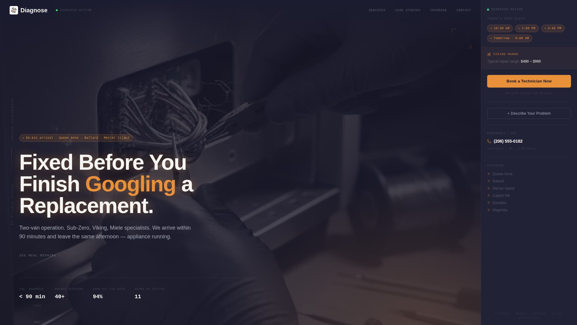 Diagnose - Rapid Appliancerepair Landing Page Template