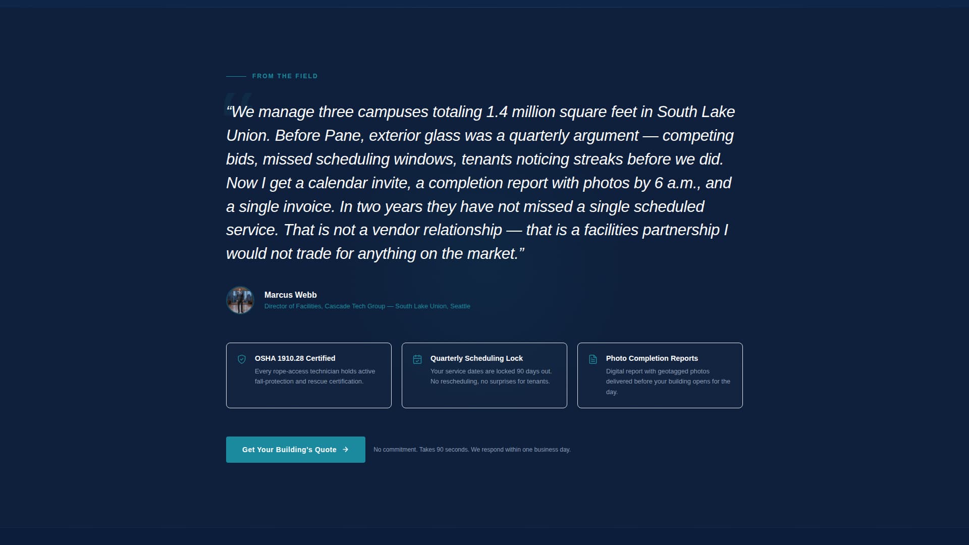 Pane - Executive Commercial Landing Page Template