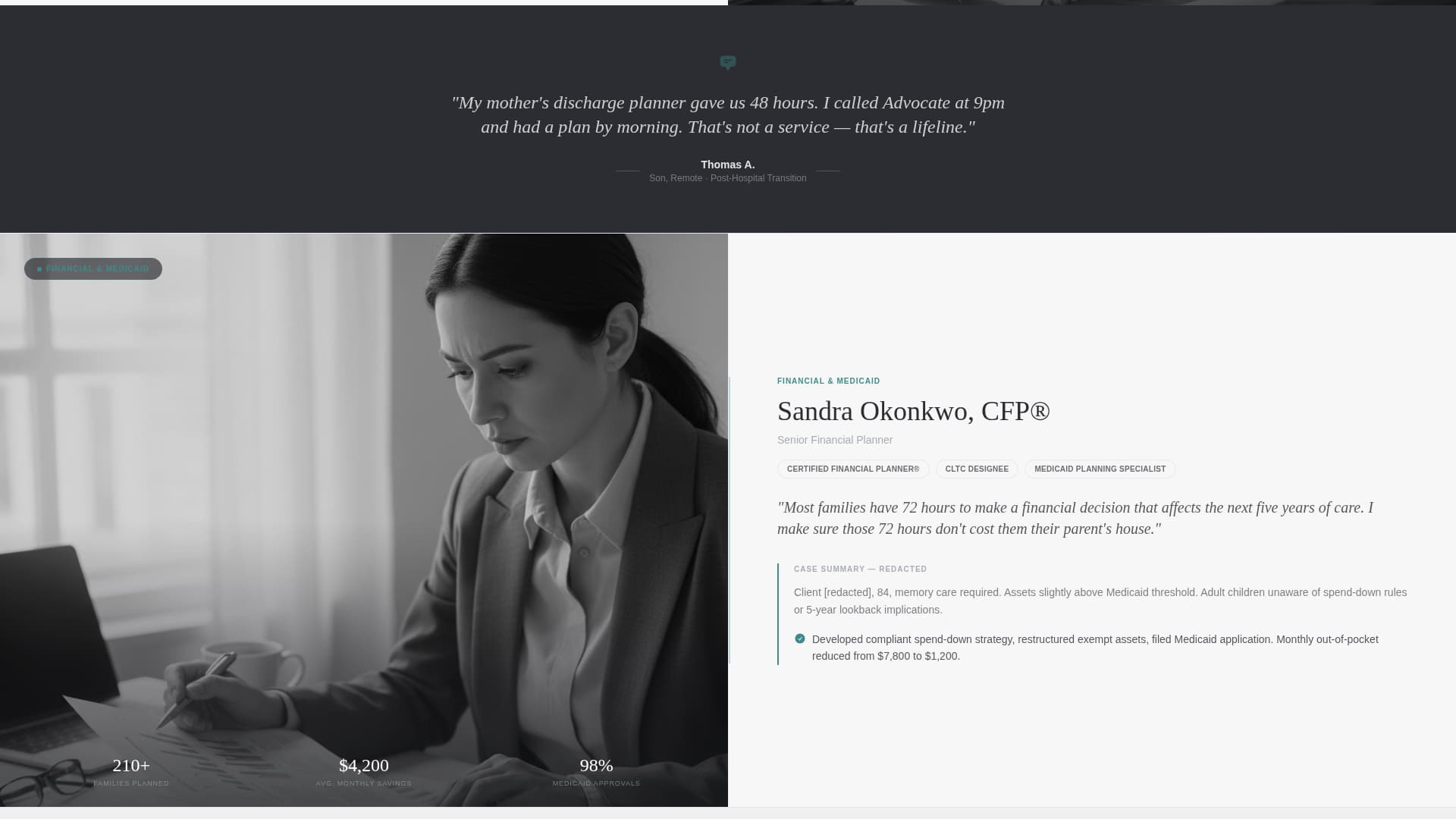 Advocate - Trusted Eldercare Landing Page Template