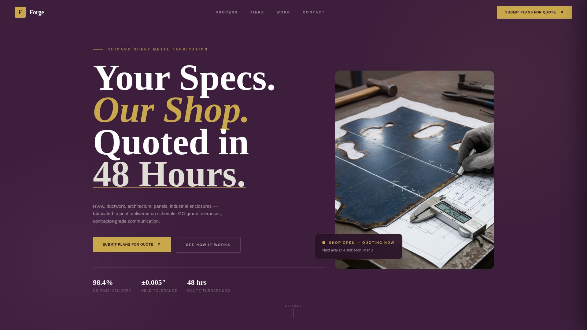 Weld — Proven Custom Fabrication Landing Page Template