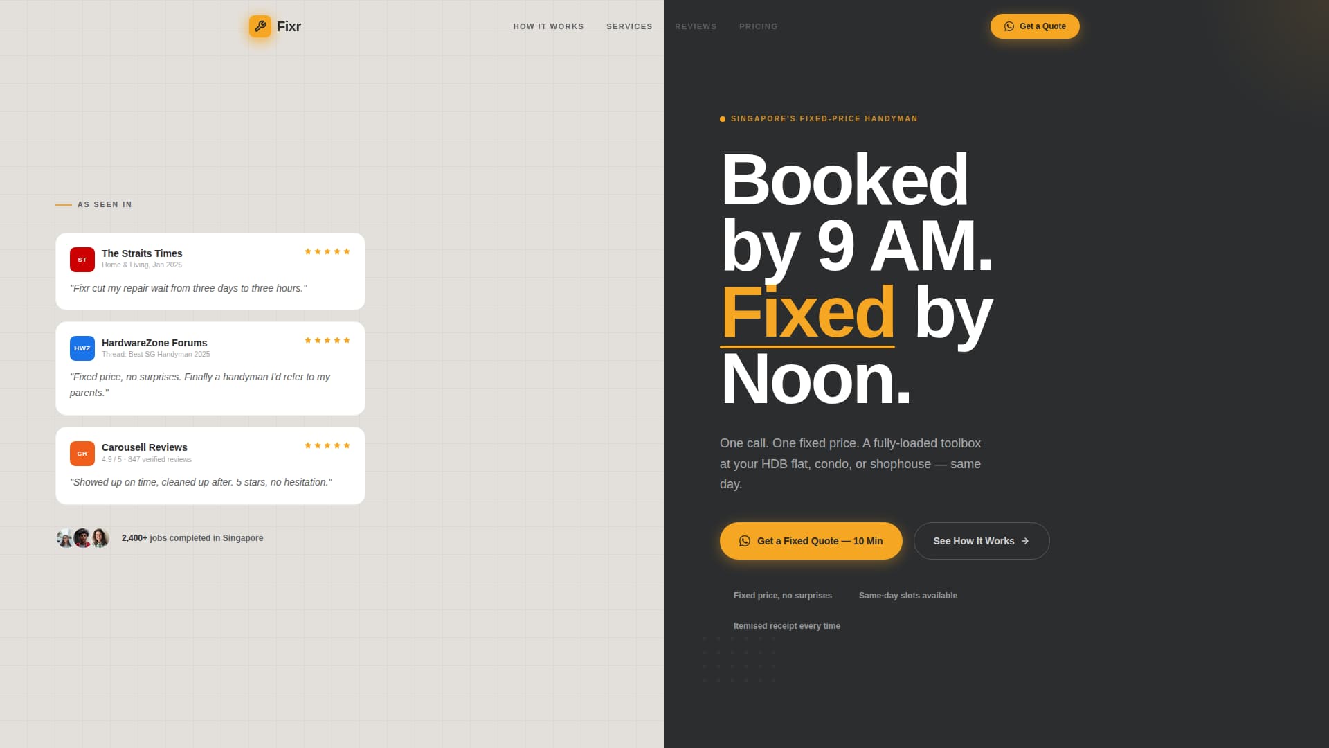 Fixr — Expert Maintenance Services Landing Page Template