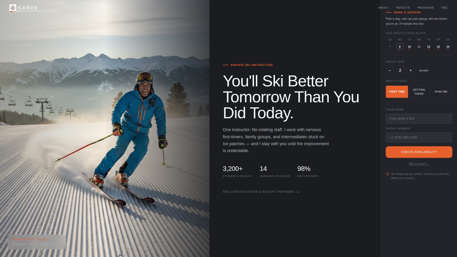 Ski Instructor Booking Website Template