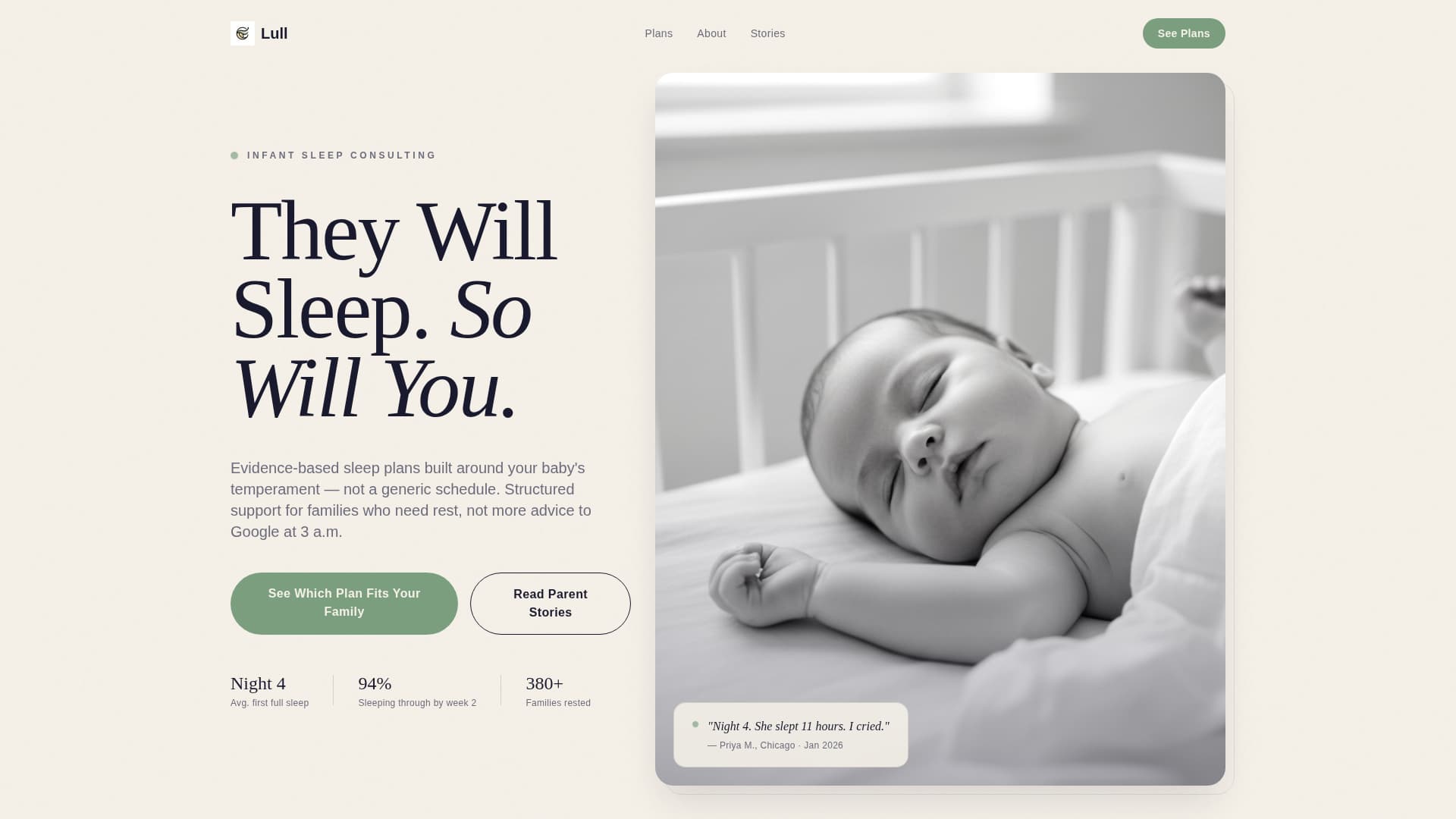 Sleep Consultant (Baby) Specialist Booking Website Template