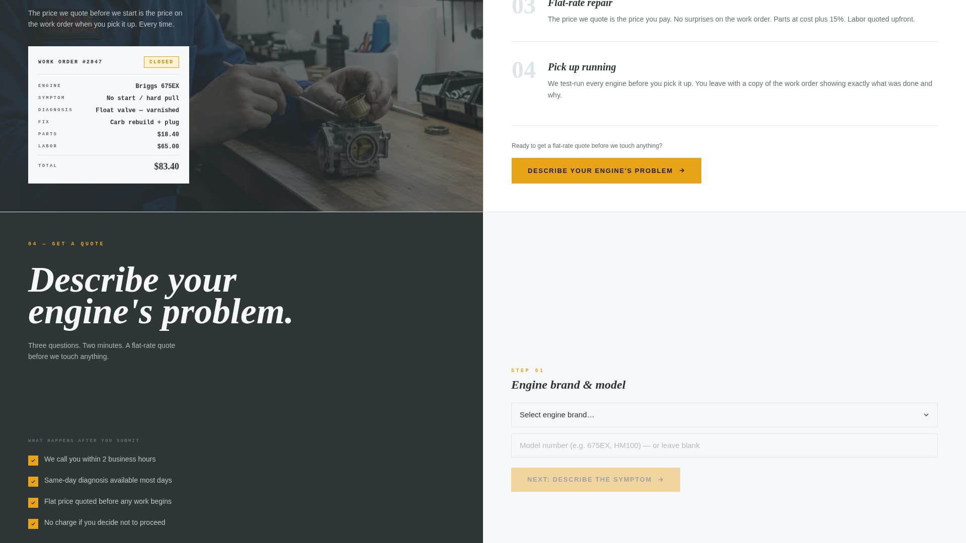 Torque - Trusted Smallenginerepair Landing Page Template