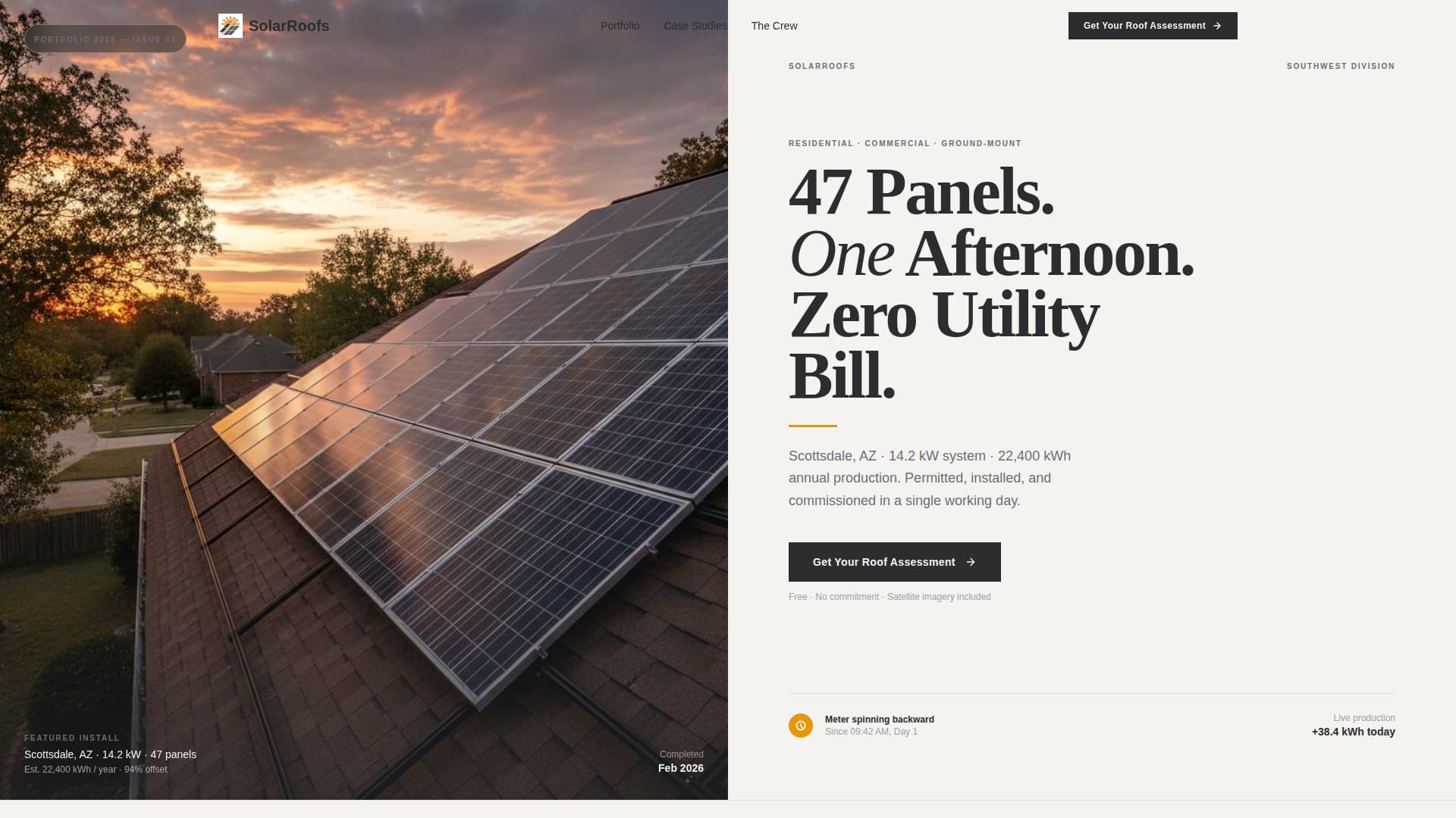 Array - Editorial Solar Landing Page Template