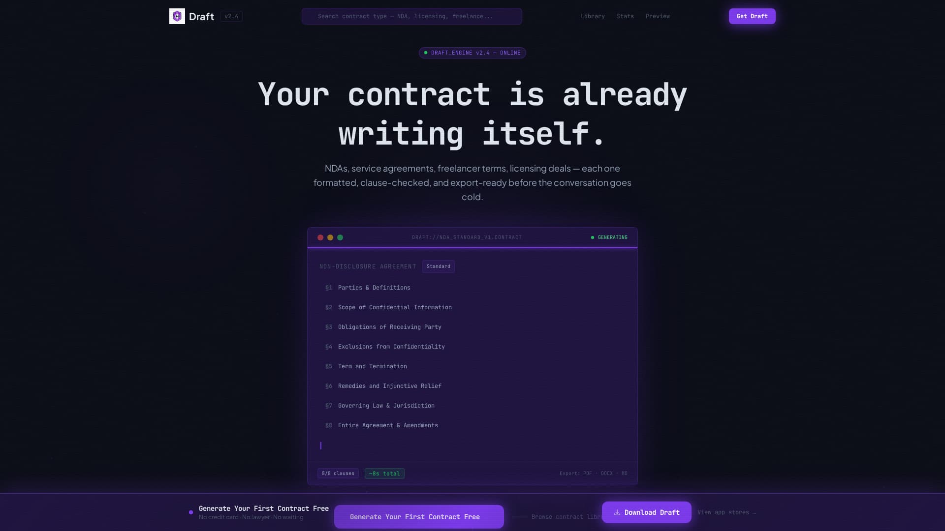 Draft - Powerful Contract Landing Page Template