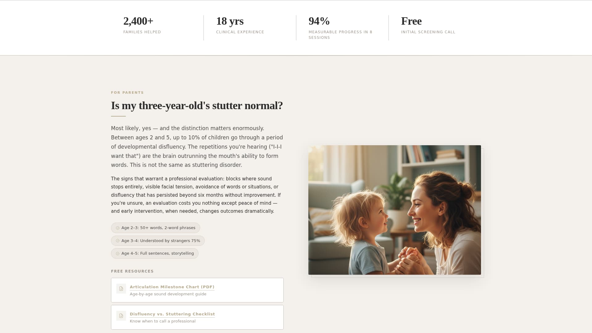 Speech Therapist FAQ Website Template