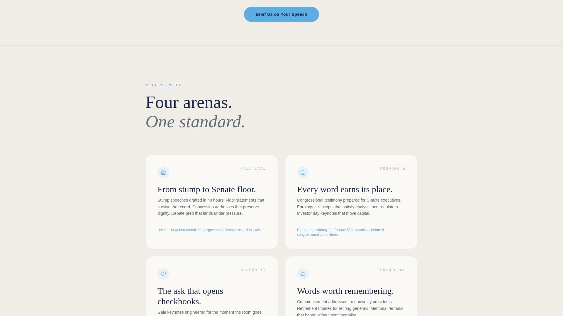 Podium - Authoritative Speechwriter Landing Page Template