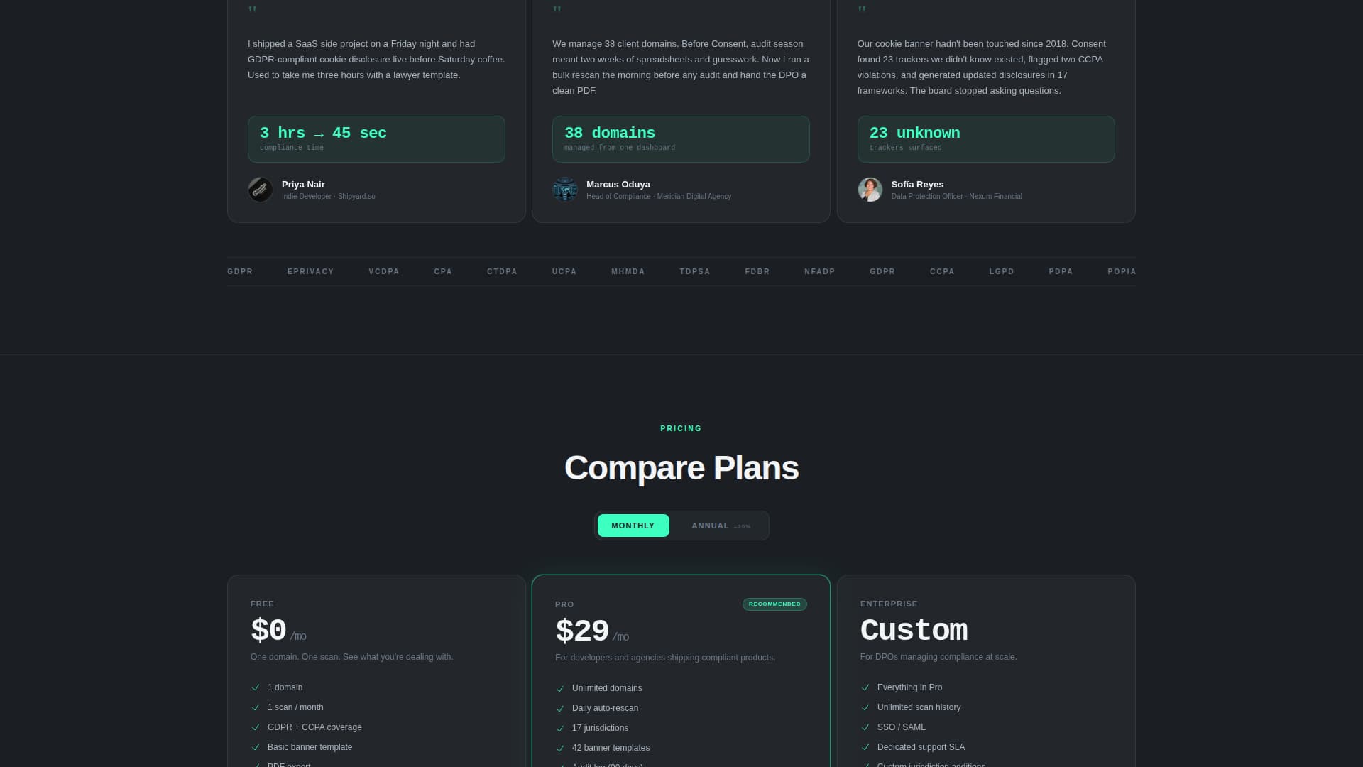 Consent - Precision Compliance Landing Page Template