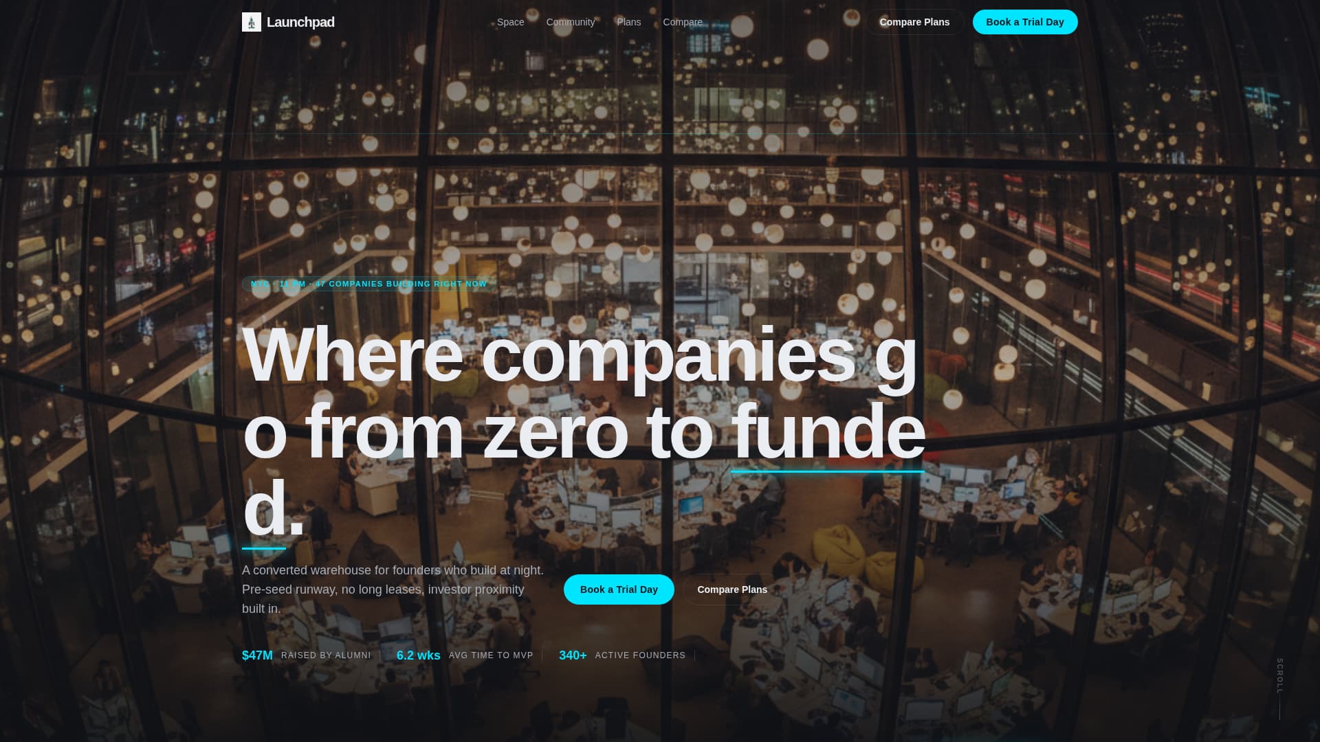 Launchpad - Electric Incubator Landing Page Template
