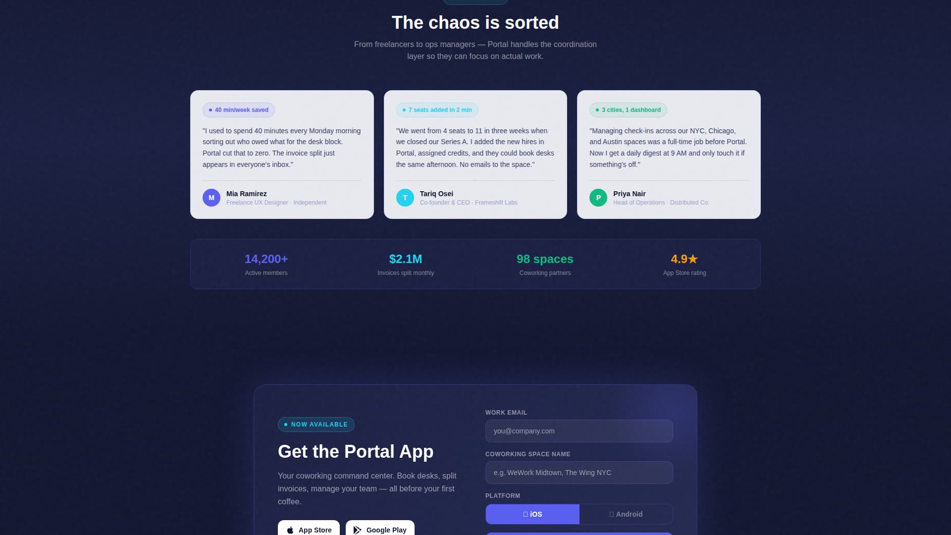 Portal - Powerful Coworking Landing Page Template