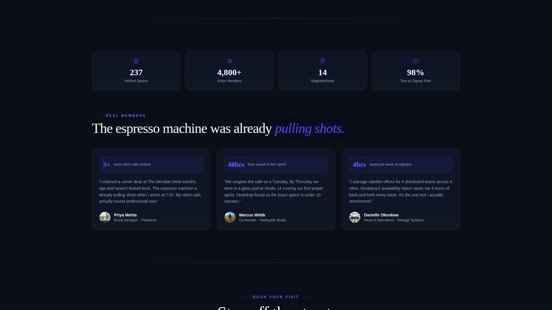 Deskdrop - Electric Coworking Landing Page Template