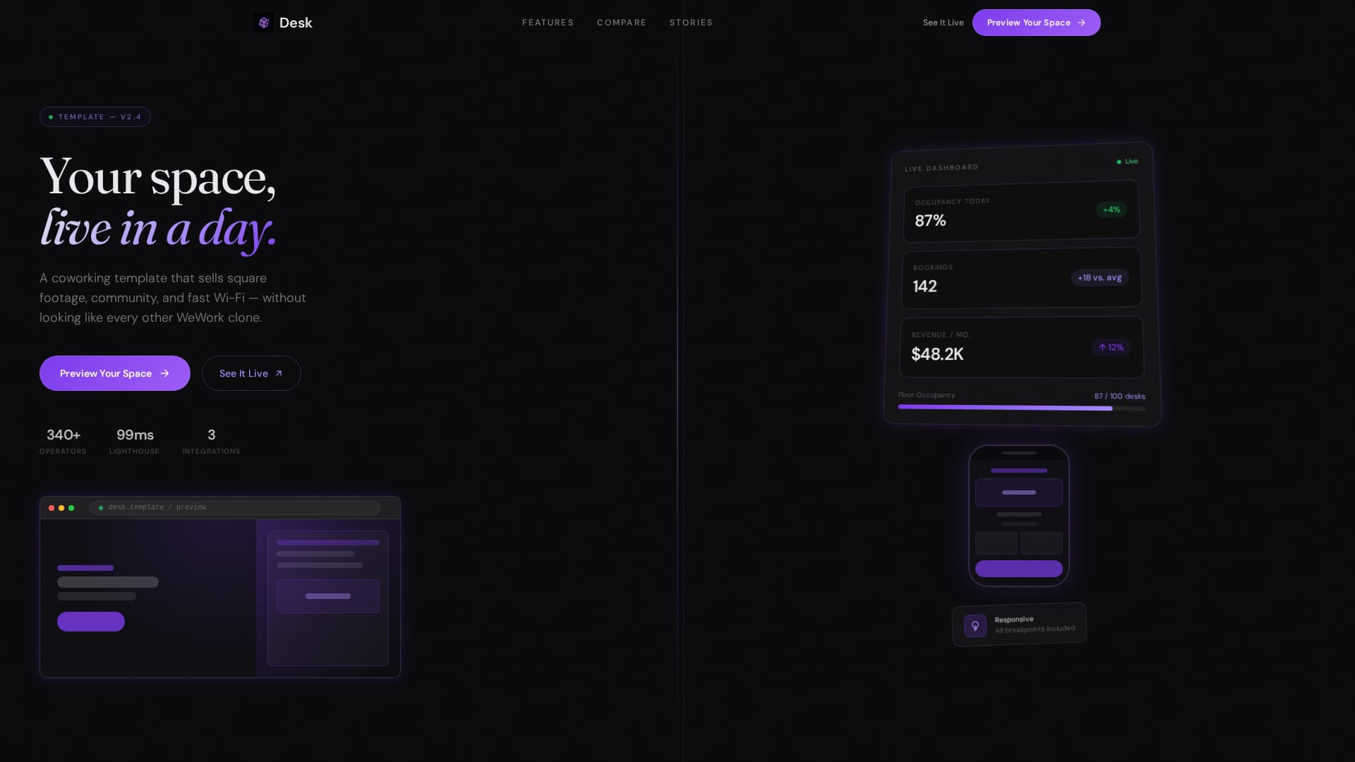 Desk - Dynamic Coworking Landing Page Template