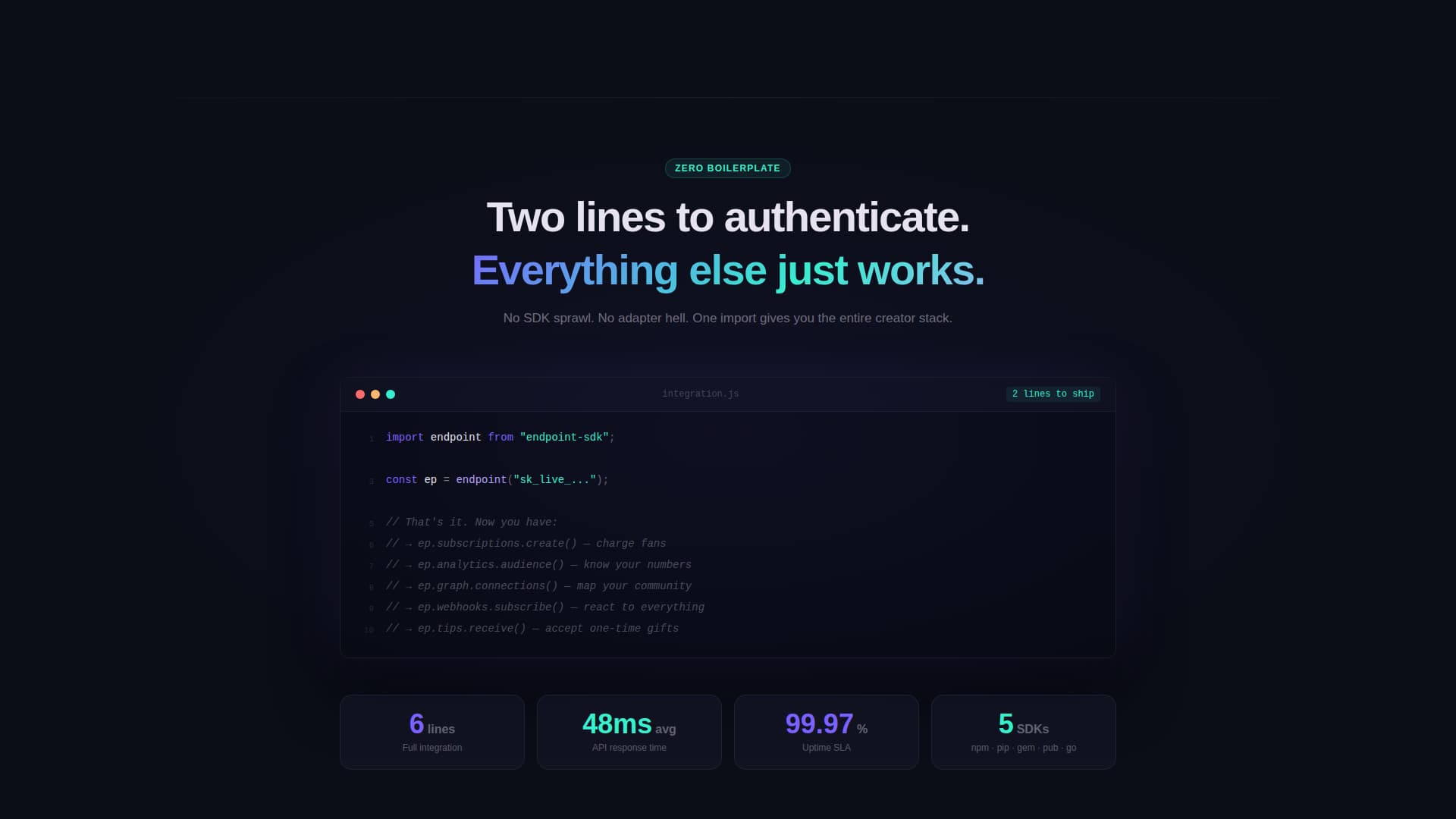 Endpoint - Powerful Creator Economy Landing Page Template