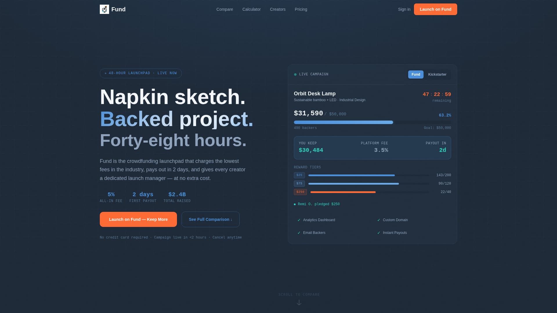 Fund - High-Velocity Crowdfunding Landing Page Template