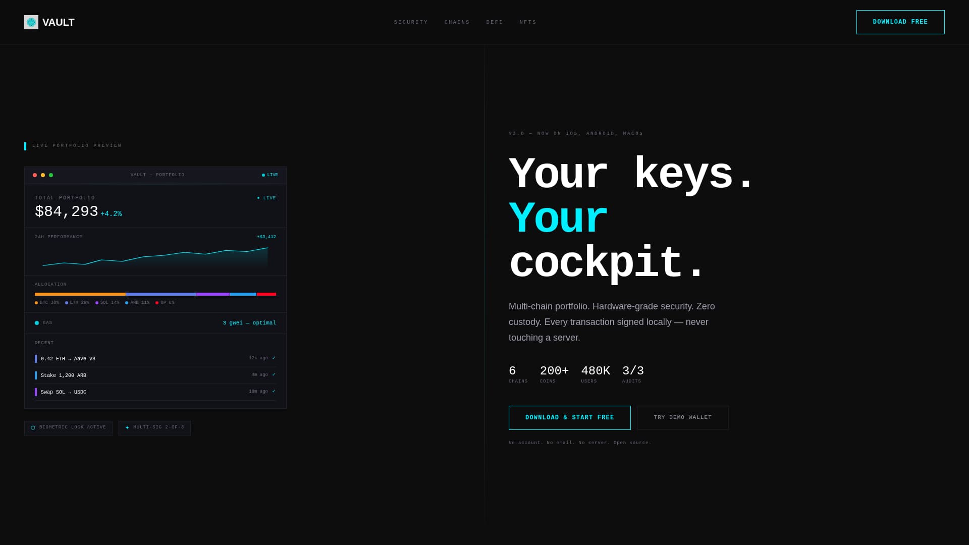 Vault - Secure Crypto Landing Page Template