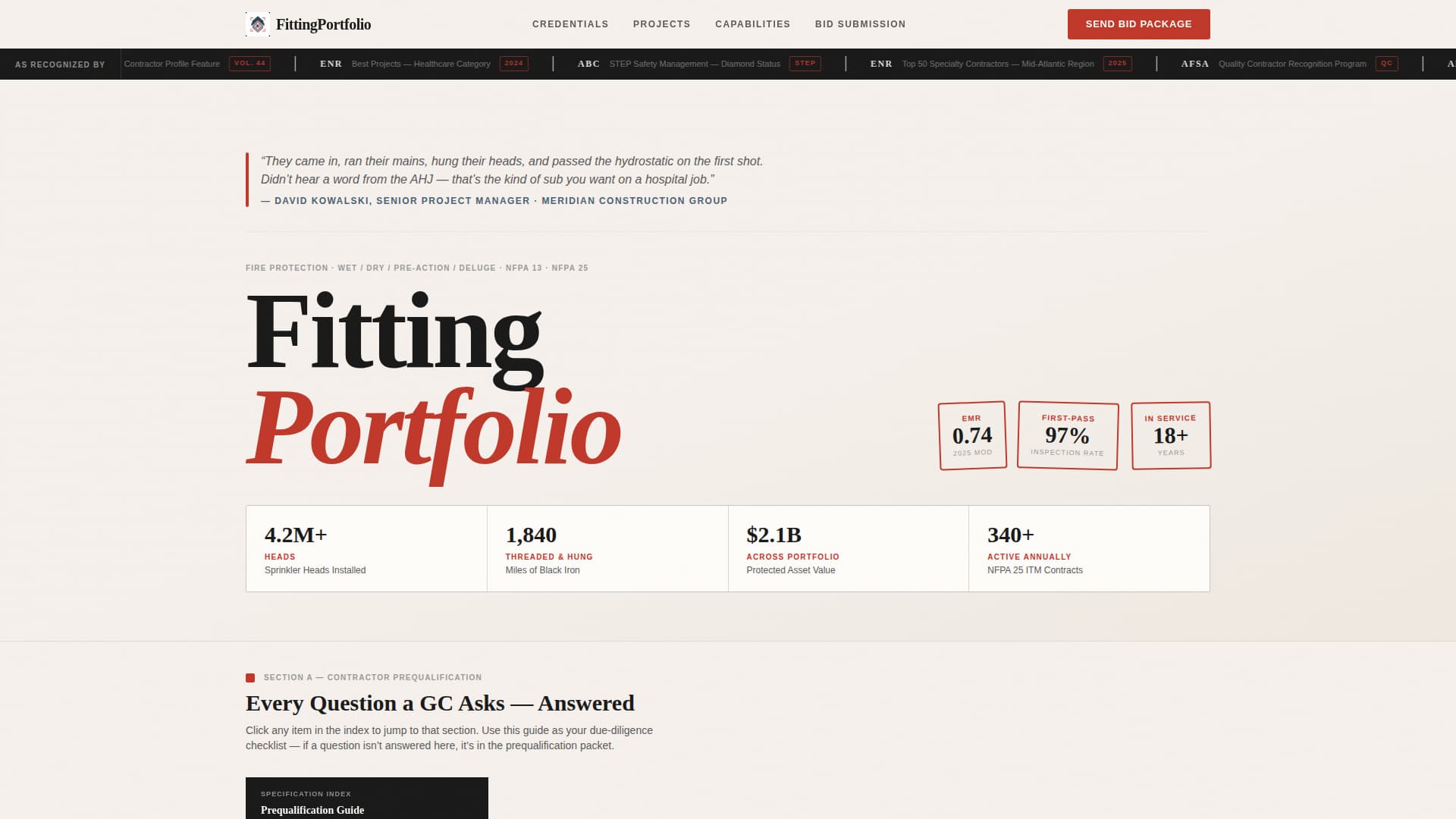 Fitting - Authoritative Sprinklerfitter Landing Page Template