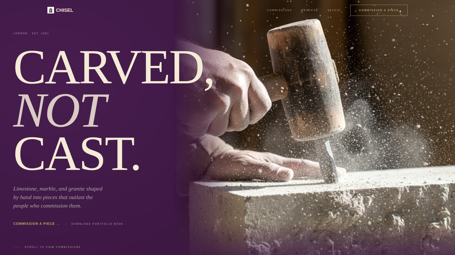 Chisel - Bespoke Stonemason Landing Page Template