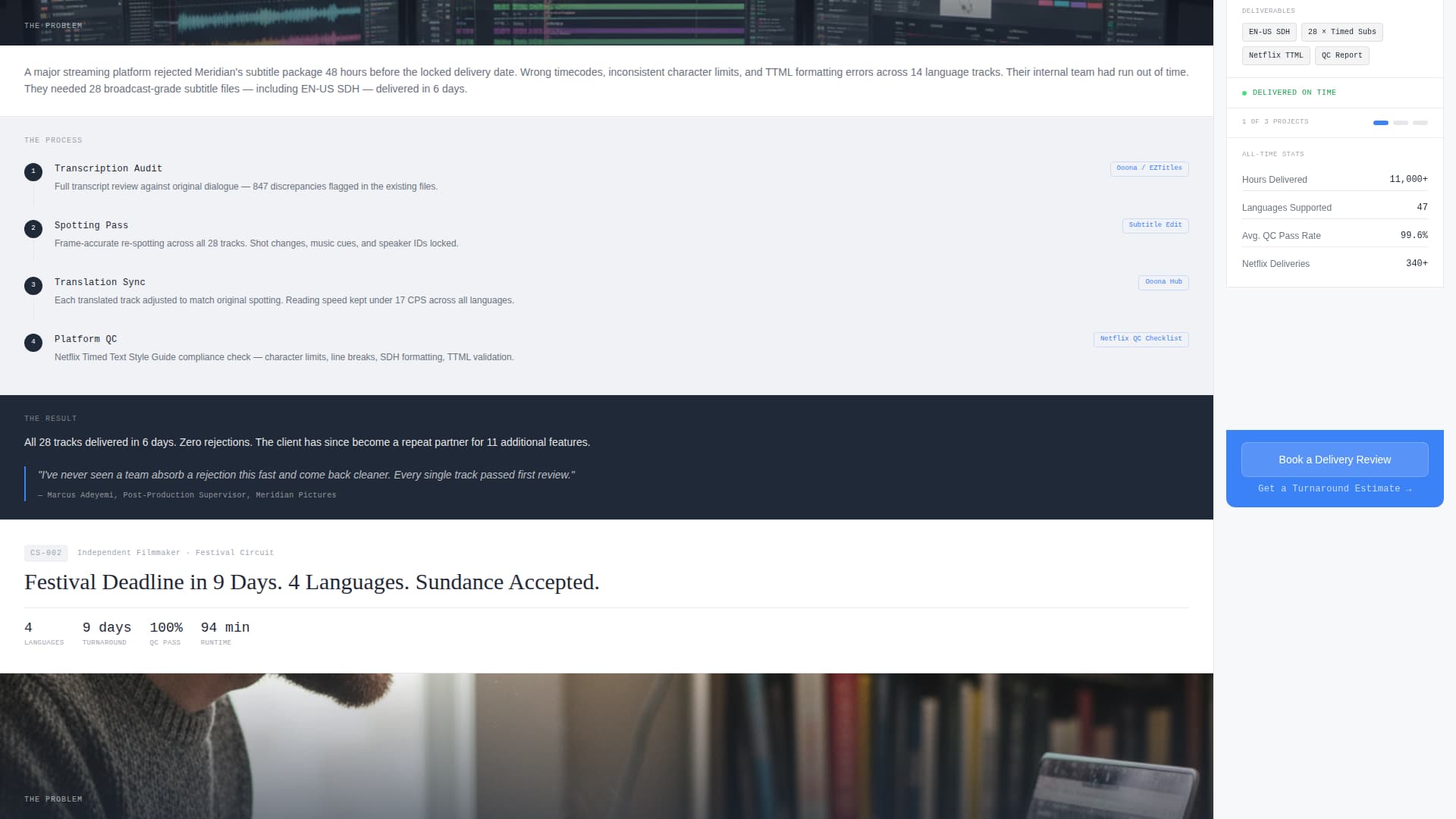 Caption - Precise Subtitling Landing Page Template