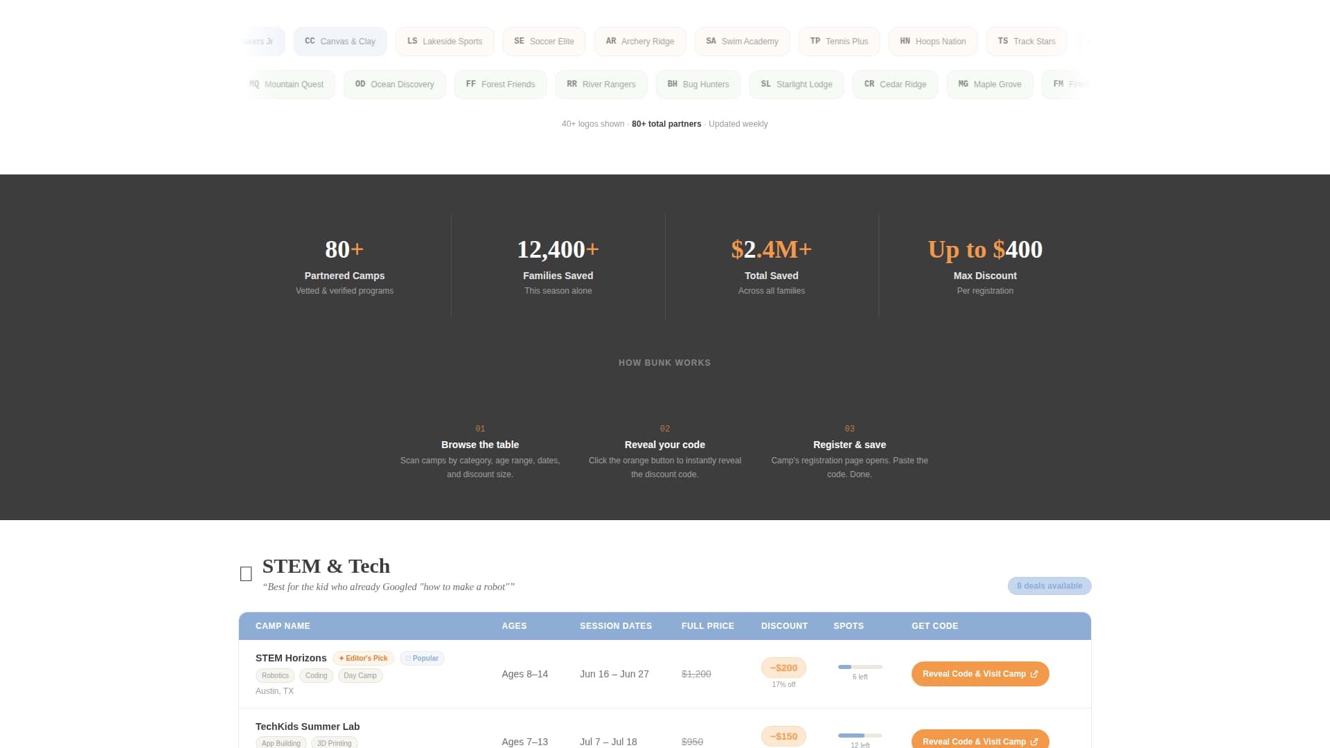 Bunk - Trusted Summercamp Landing Page Template