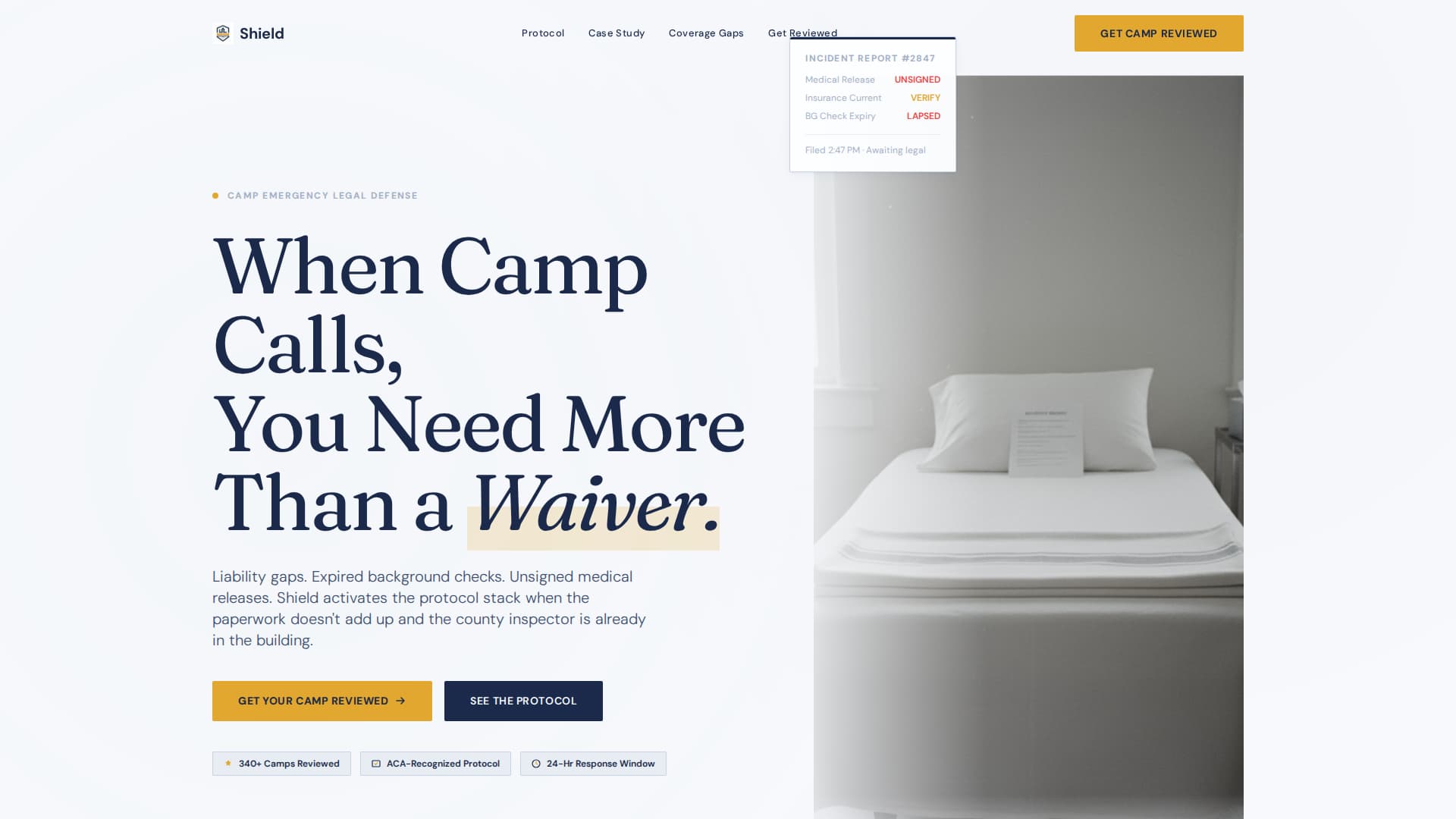 Shield - Authoritative Campsafety Landing Page Template