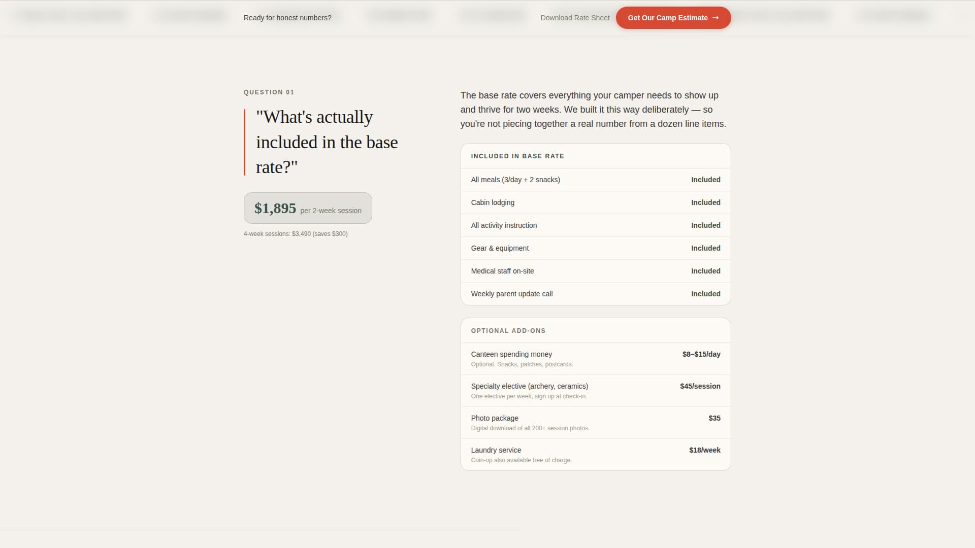 Campfire - Transparent Summercamp Landing Page Template