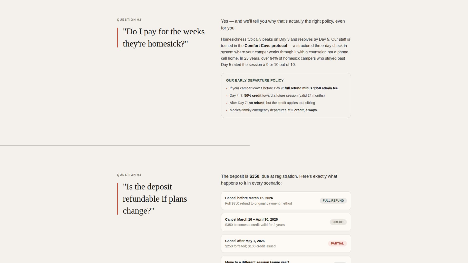 Campfire - Transparent Summercamp Landing Page Template