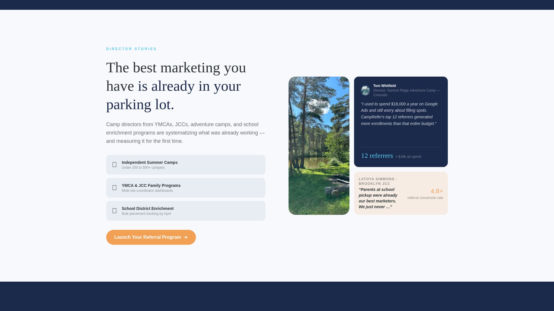 Camprefer - Powerful Enrollment Landing Page Template