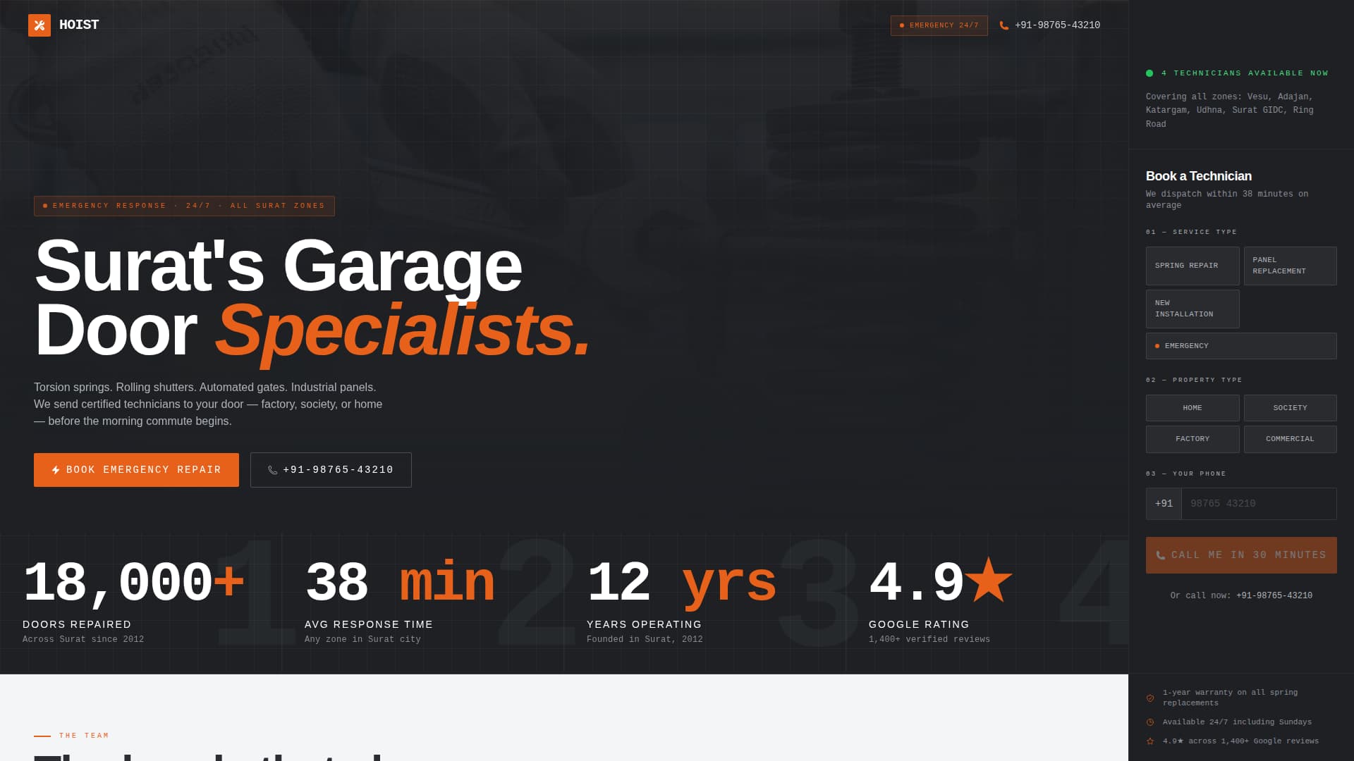 Hoist - Precision Garagedoor Landing Page Template