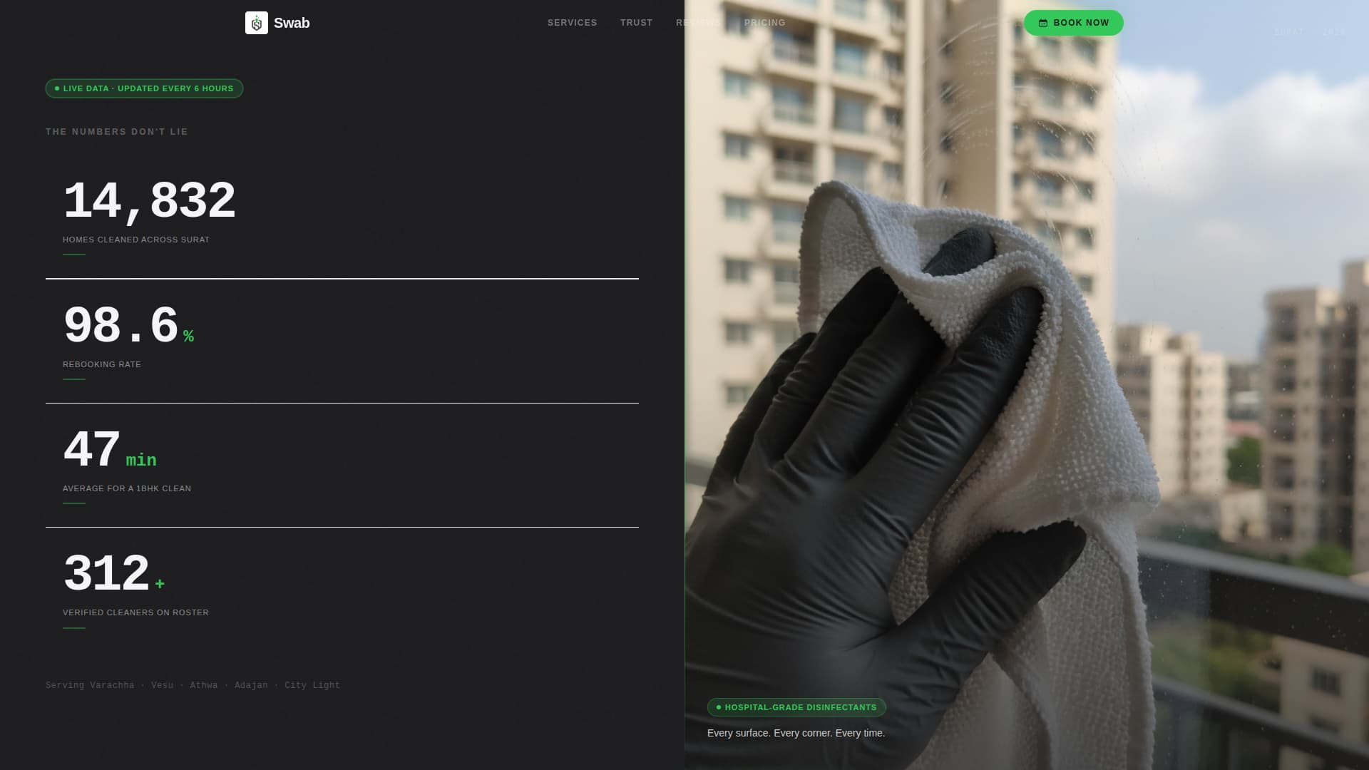 Swab - Verified Cleaning Landing Page Template