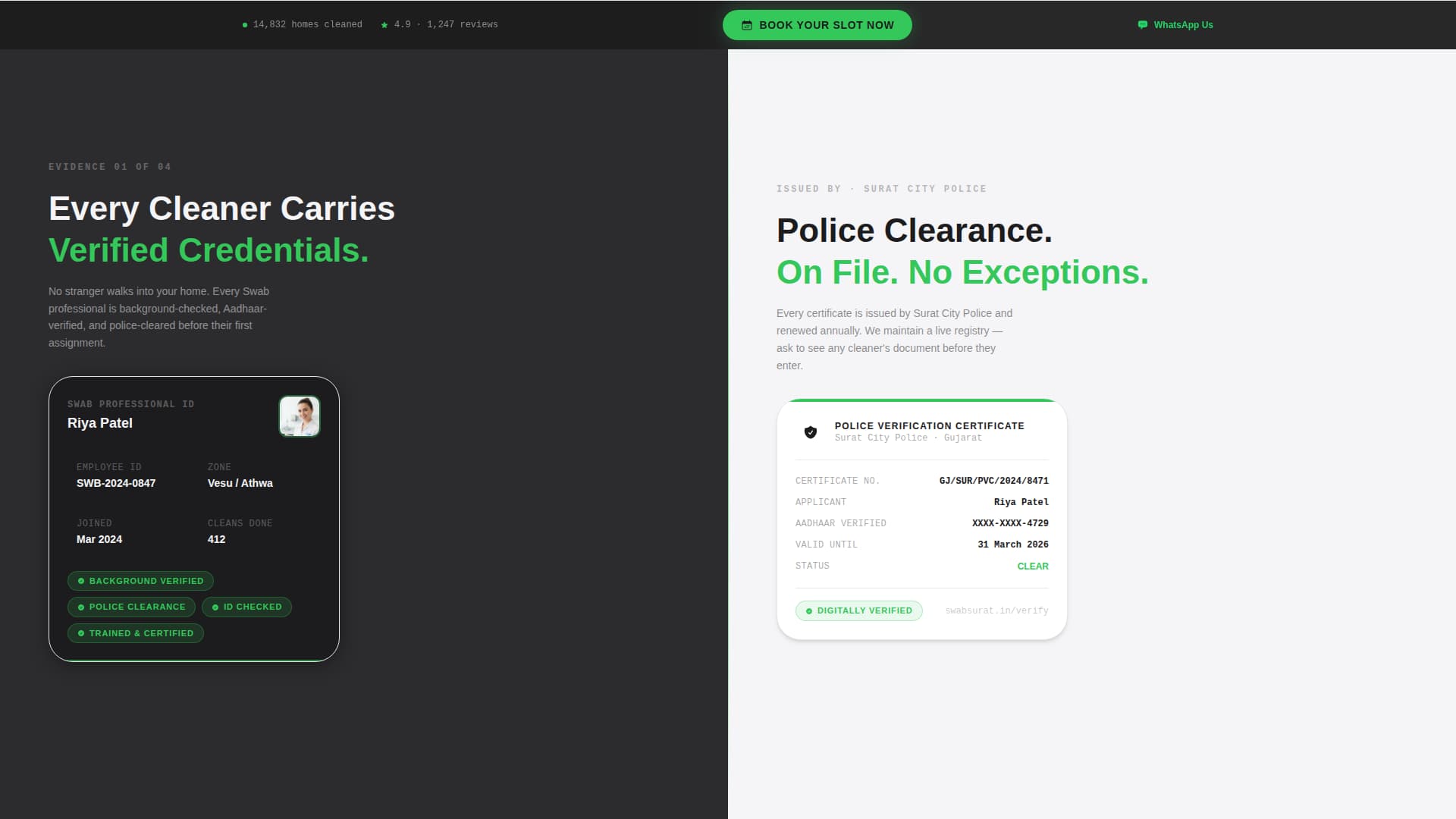 Swab - Verified Cleaning Landing Page Template