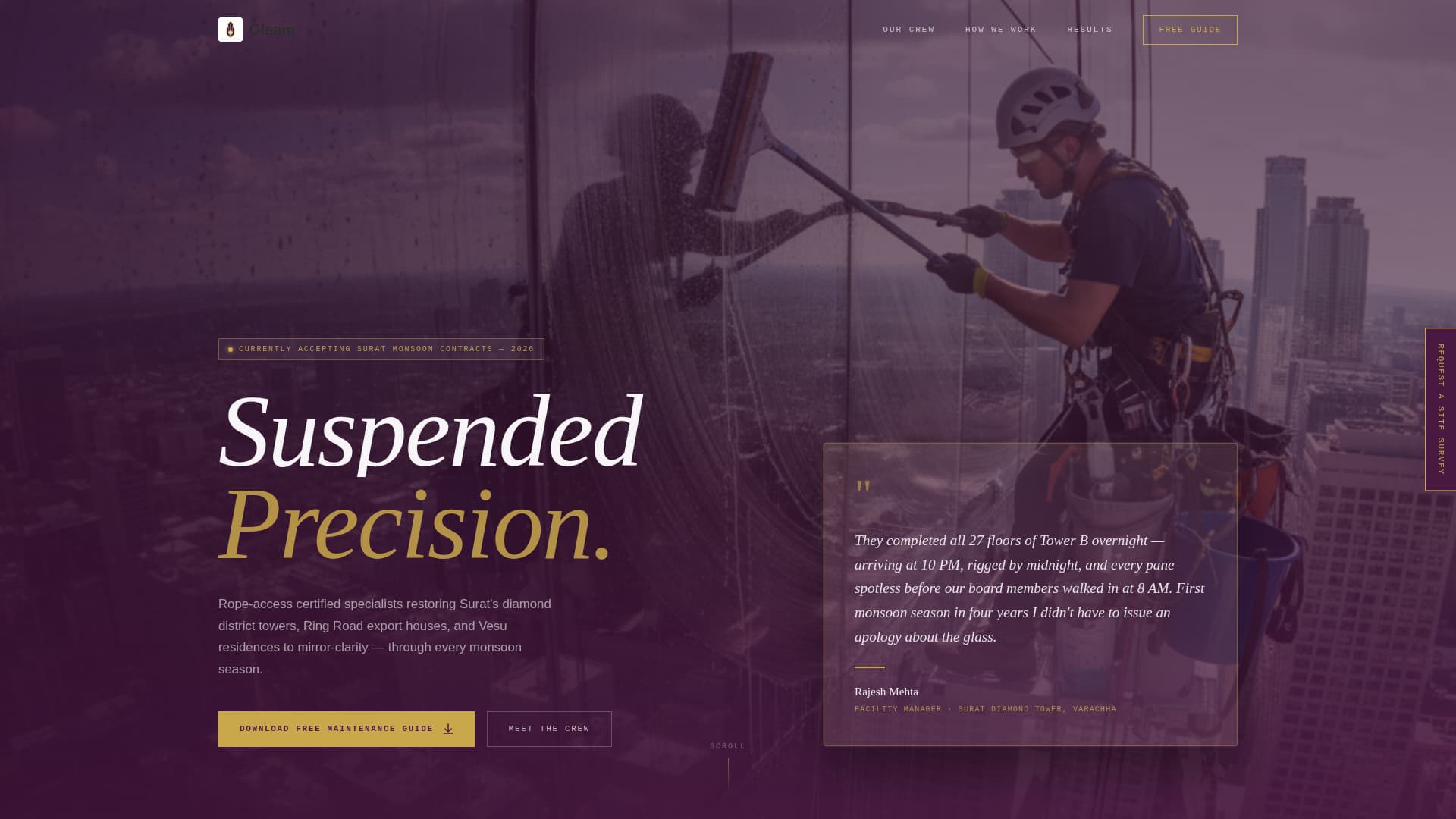 Gleam - Precision Windowcleaning Landing Page Template