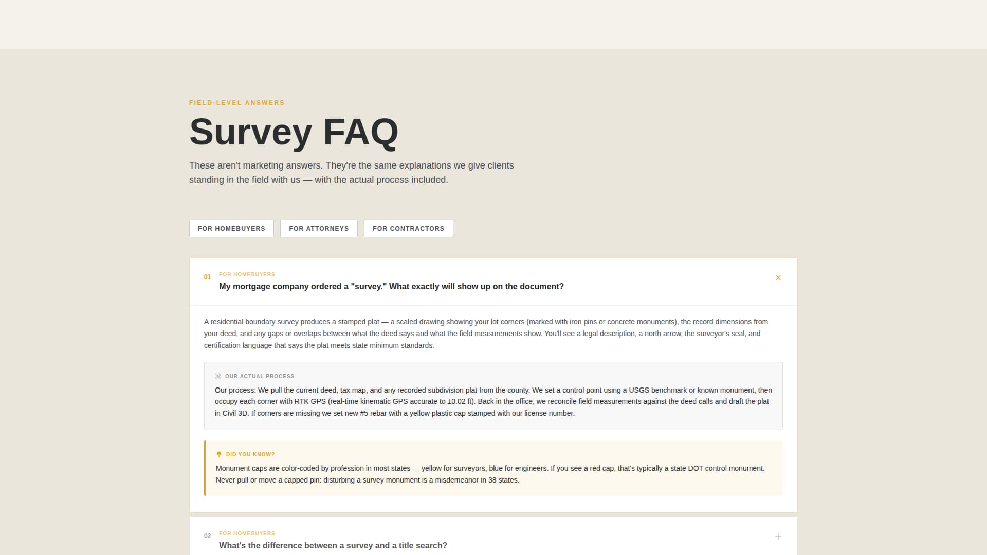 Benchmark - Authoritative Surveyor Landing Page Template