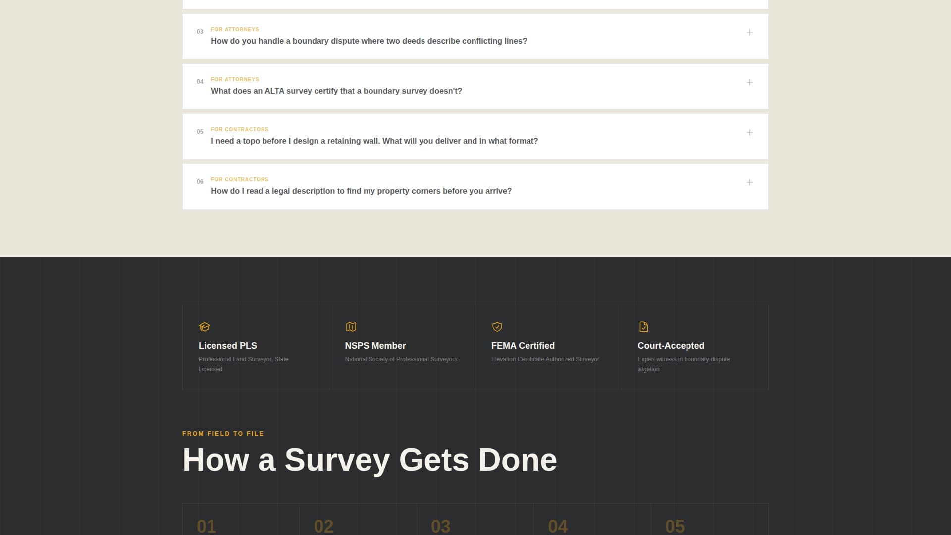 Benchmark - Authoritative Surveyor Landing Page Template