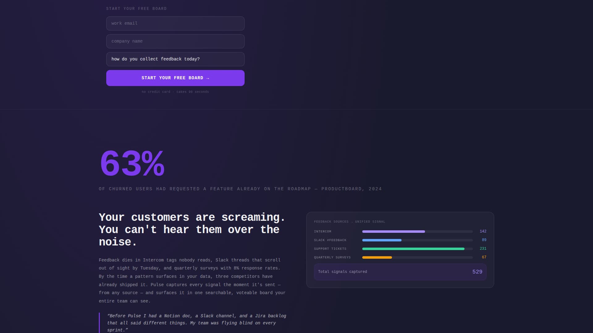 Pulse - Transparent Feedback Landing Page Template