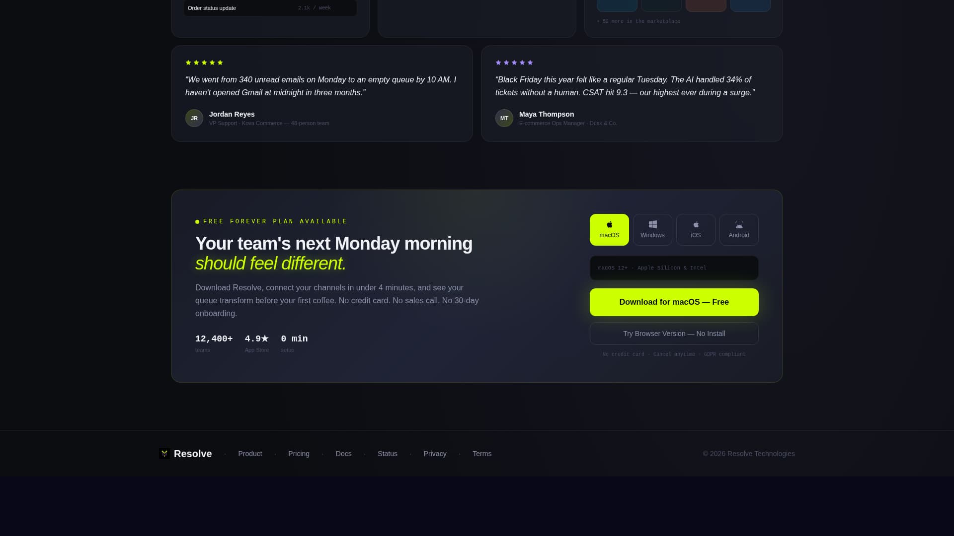 Resolve - Unified Support Landing Page Template