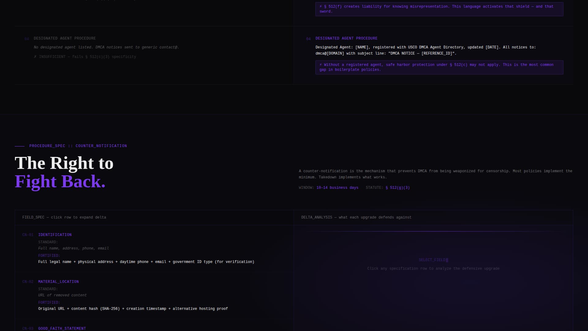 Takedown - Fortified DMCA Landing Page Template