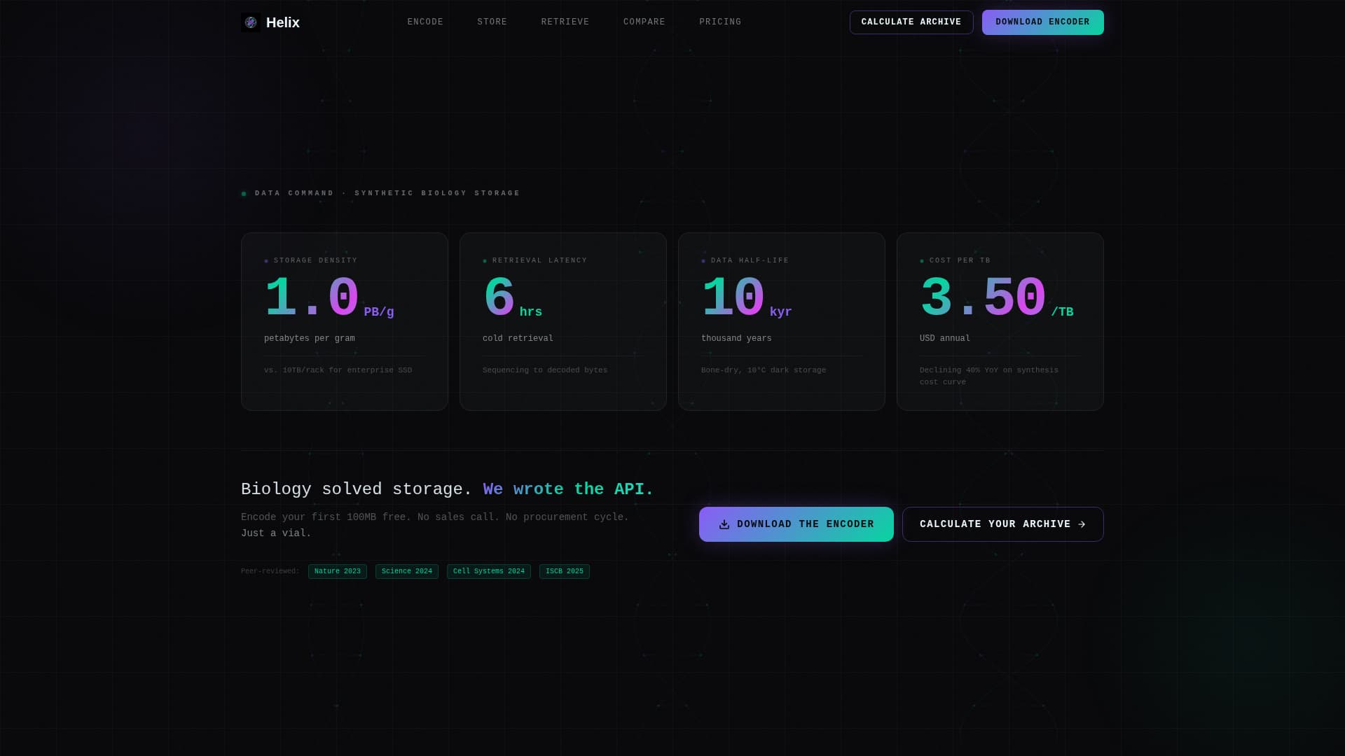 Helix - Powerful DNA Storage Landing Page Template