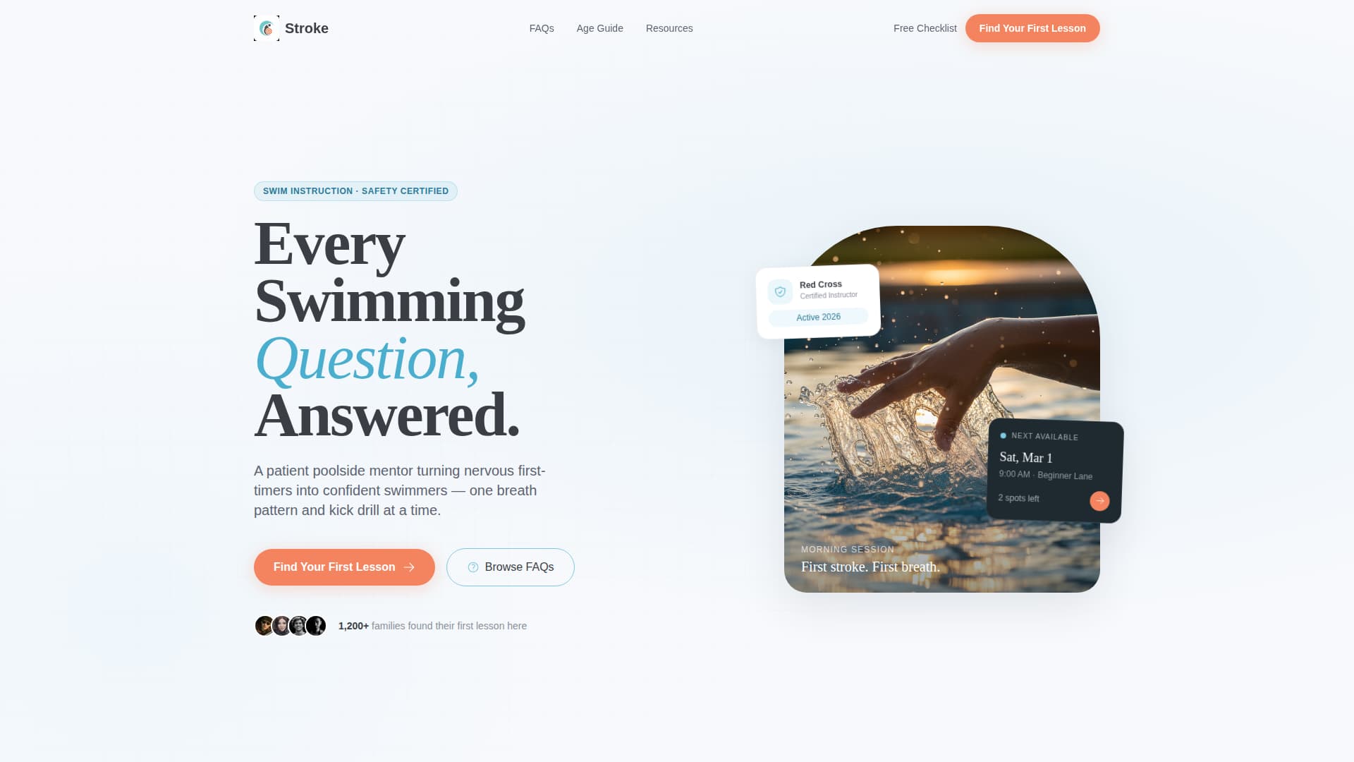 Stroke - Confident Swiminstructor Landing Page Template