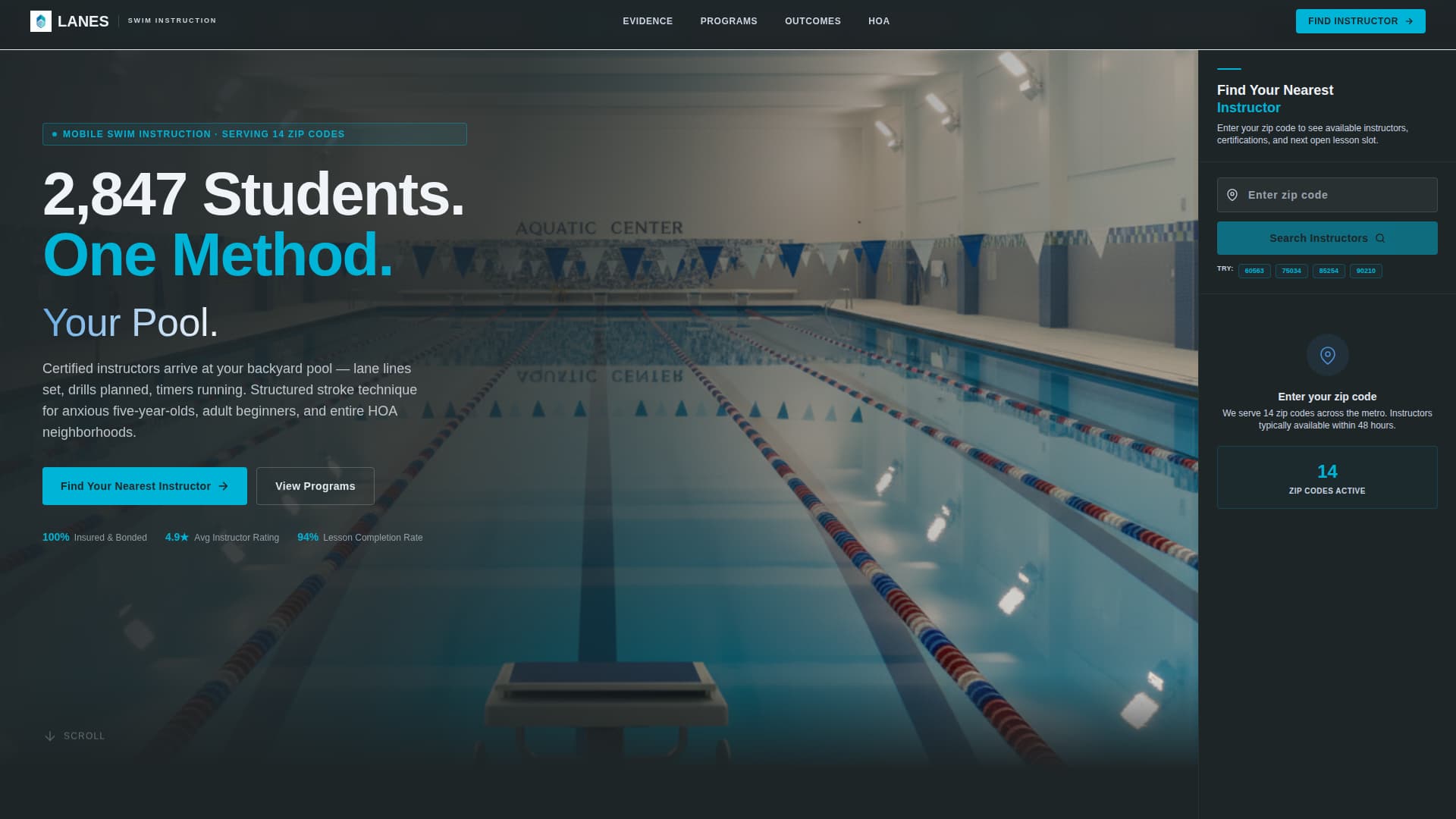 Lanes - Certified Swiminstructor Landing Page Template